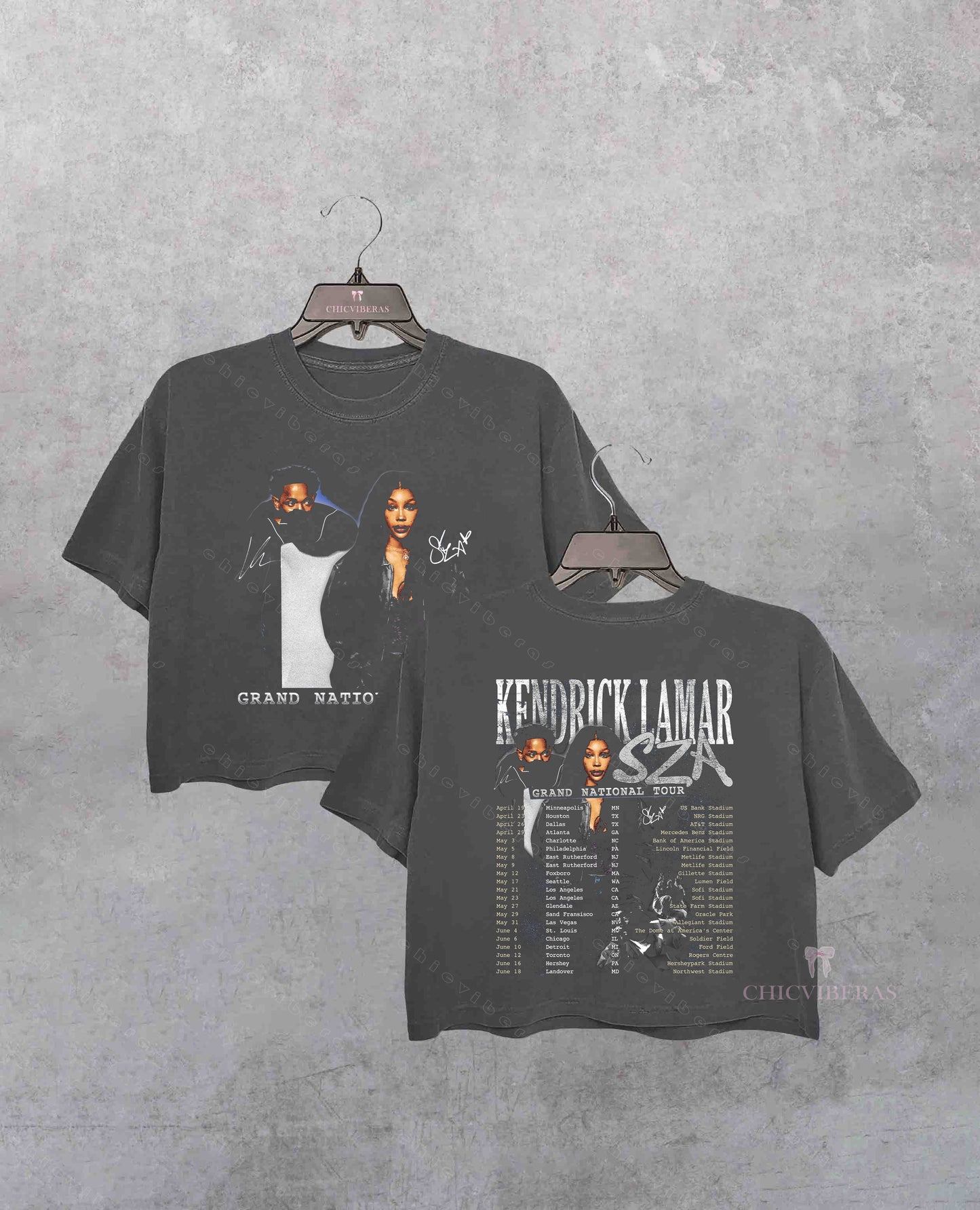 Kendrick & Sza 2025 Grand National Tour 2 Sides Crop Shirt