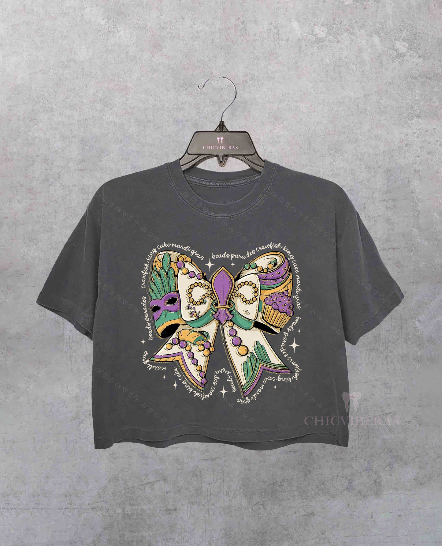 Mardi Gras Coquette Crop Shirt