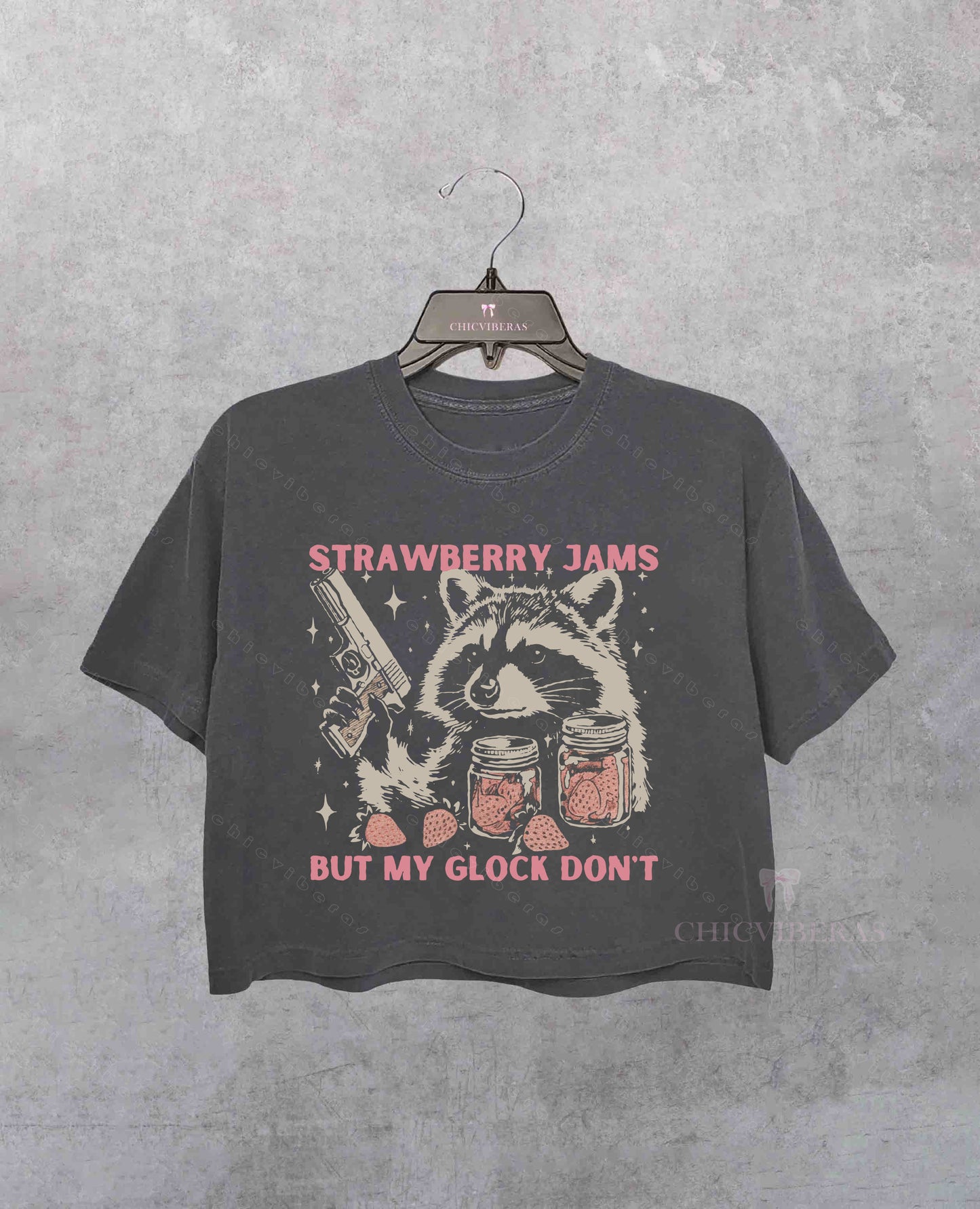 Vintage Strawberry Jams Raccoon Crop Shirt