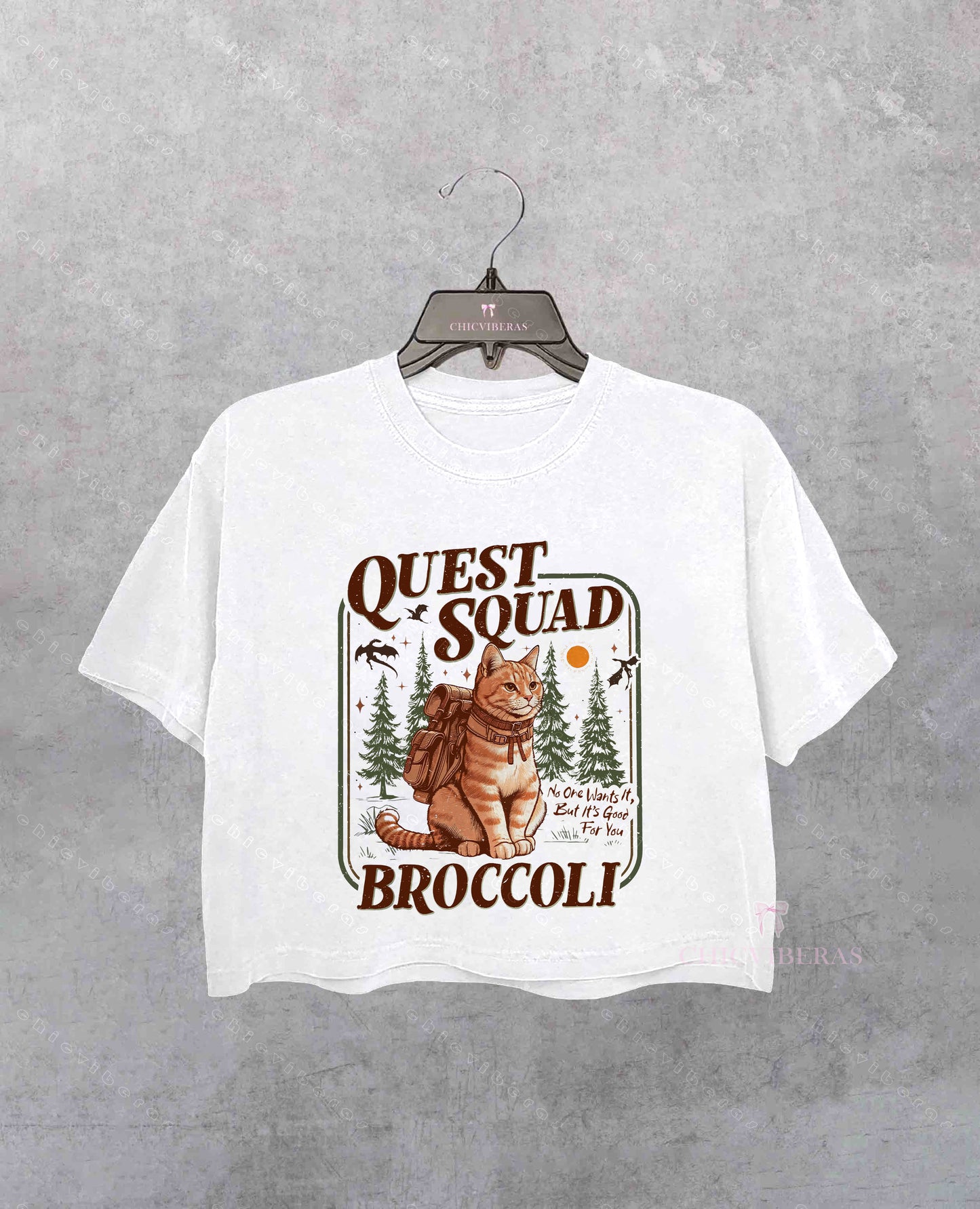 Onyx Storm Quest Squad Broccoli Cat Crop Shirt