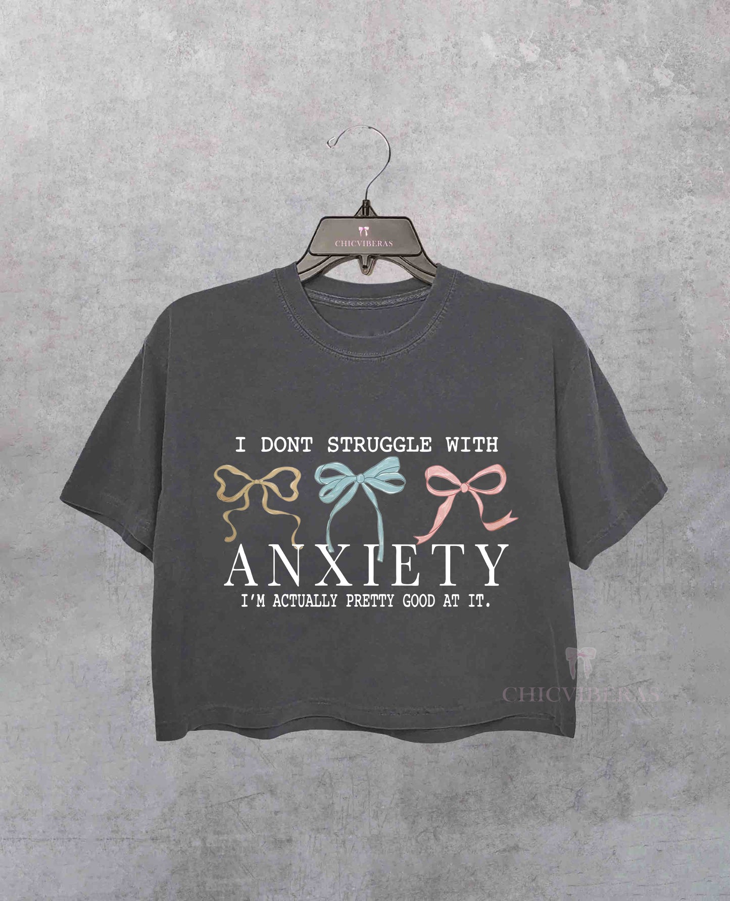 Coquette Mental Health Bow Anxiety Crop Shirt