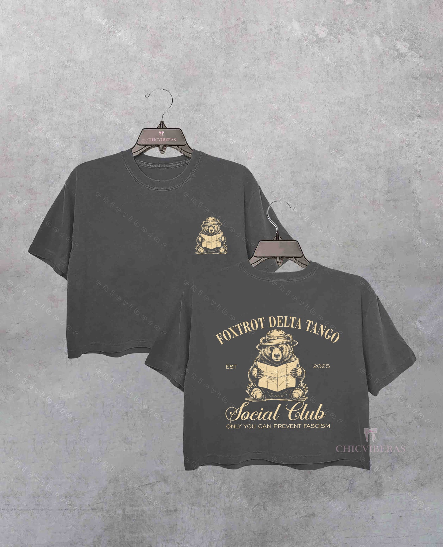 Foxtrot Delta Tango Social Club Bear Crop Shirt
