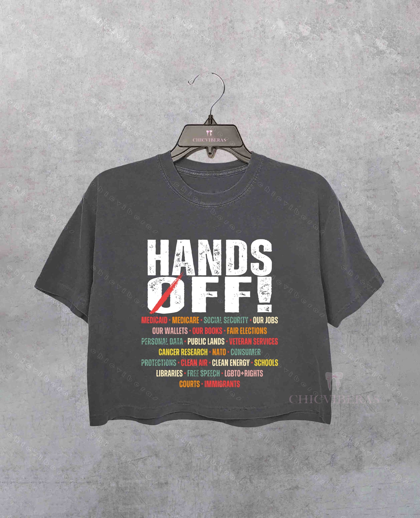 Hands Off Protest Crop Shirt