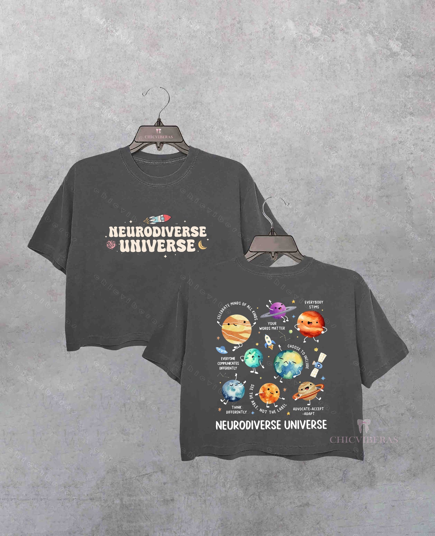 Autism Awareness Neurodiverse Universe Crop Shirt