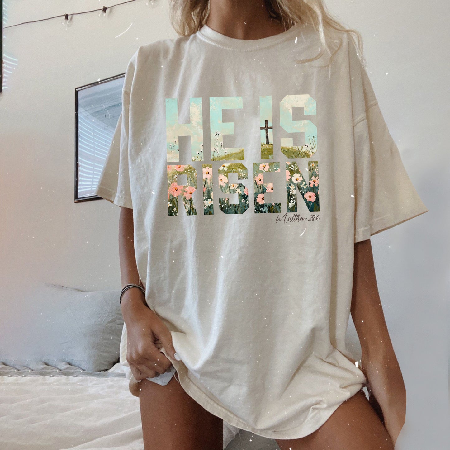 He is Risen Wildflower Easter Tee
