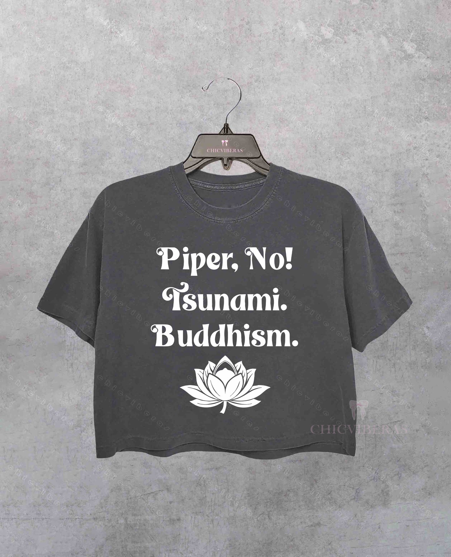 Piper, No! Buddhism! Tsunami! White Lotus Crop Shirt