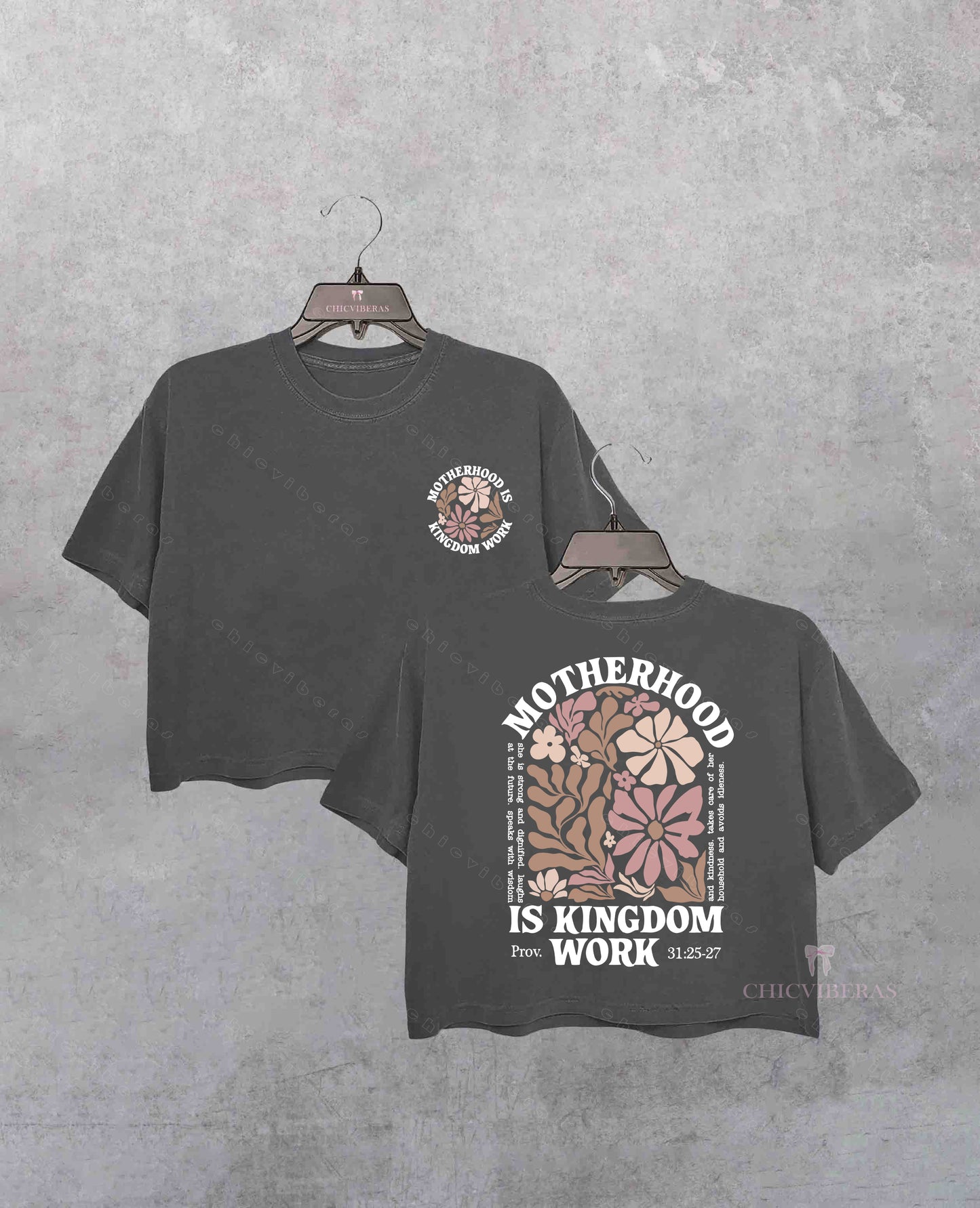 Boho Floral Motherhood Is Kingdom Work Crop Shirt