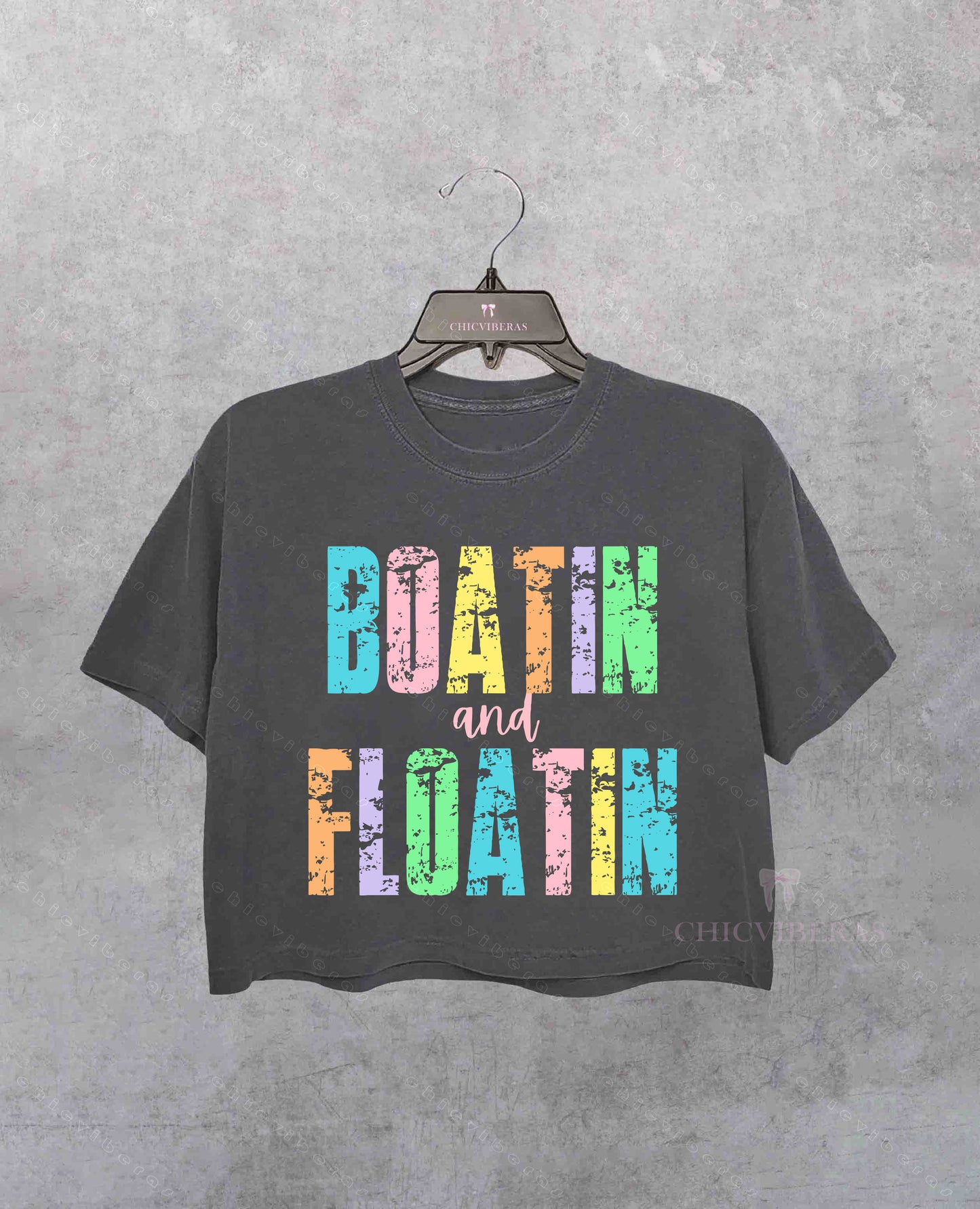 Boatin and Floatin Summer Lake Crop Shirt