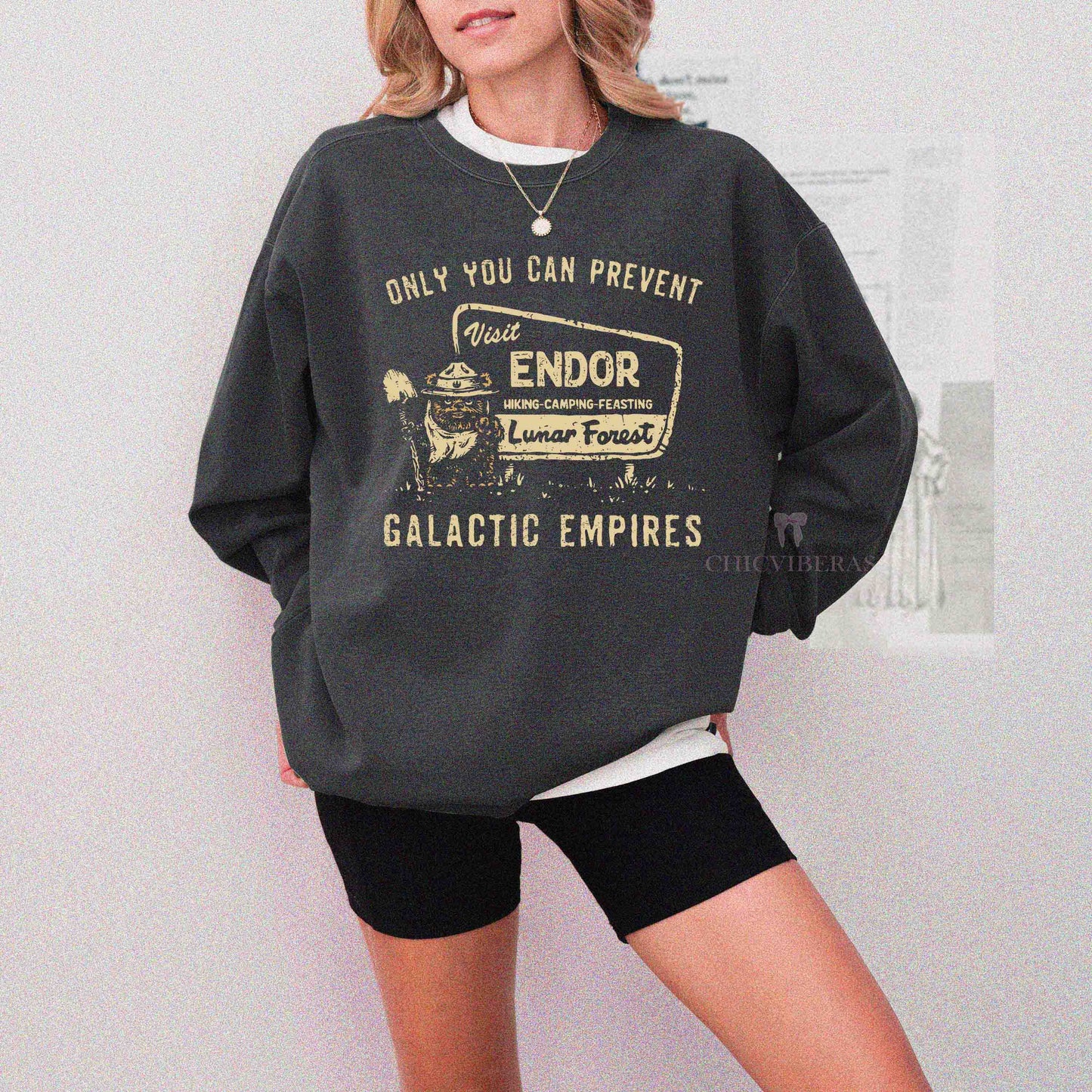 Ewoks Endor Forest Prevent Galactic Empires Crewneck