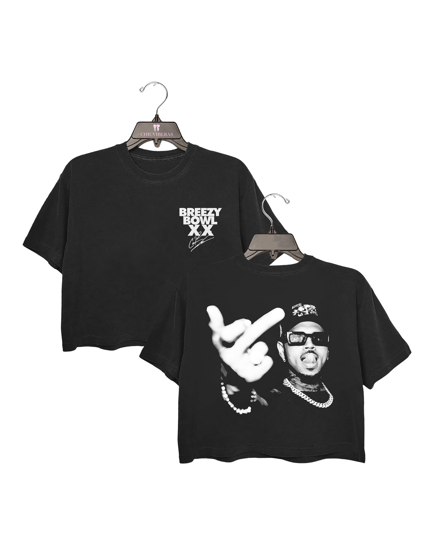 Chris Brown Middle Finger Tour 2025 2 Sided Crop Shirt