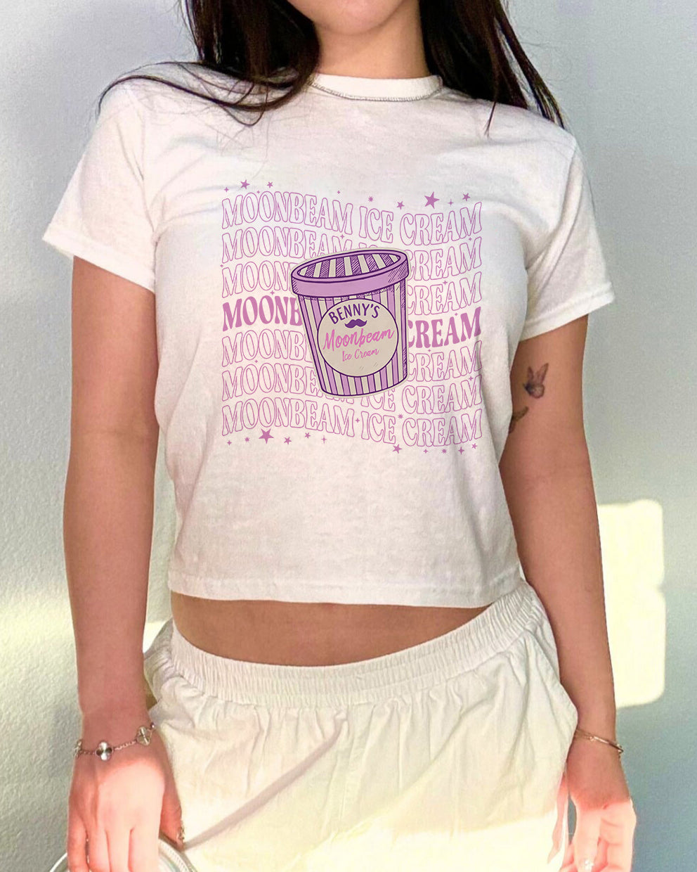 Moonbeam Ice Cream Music y2k Baby Tee
