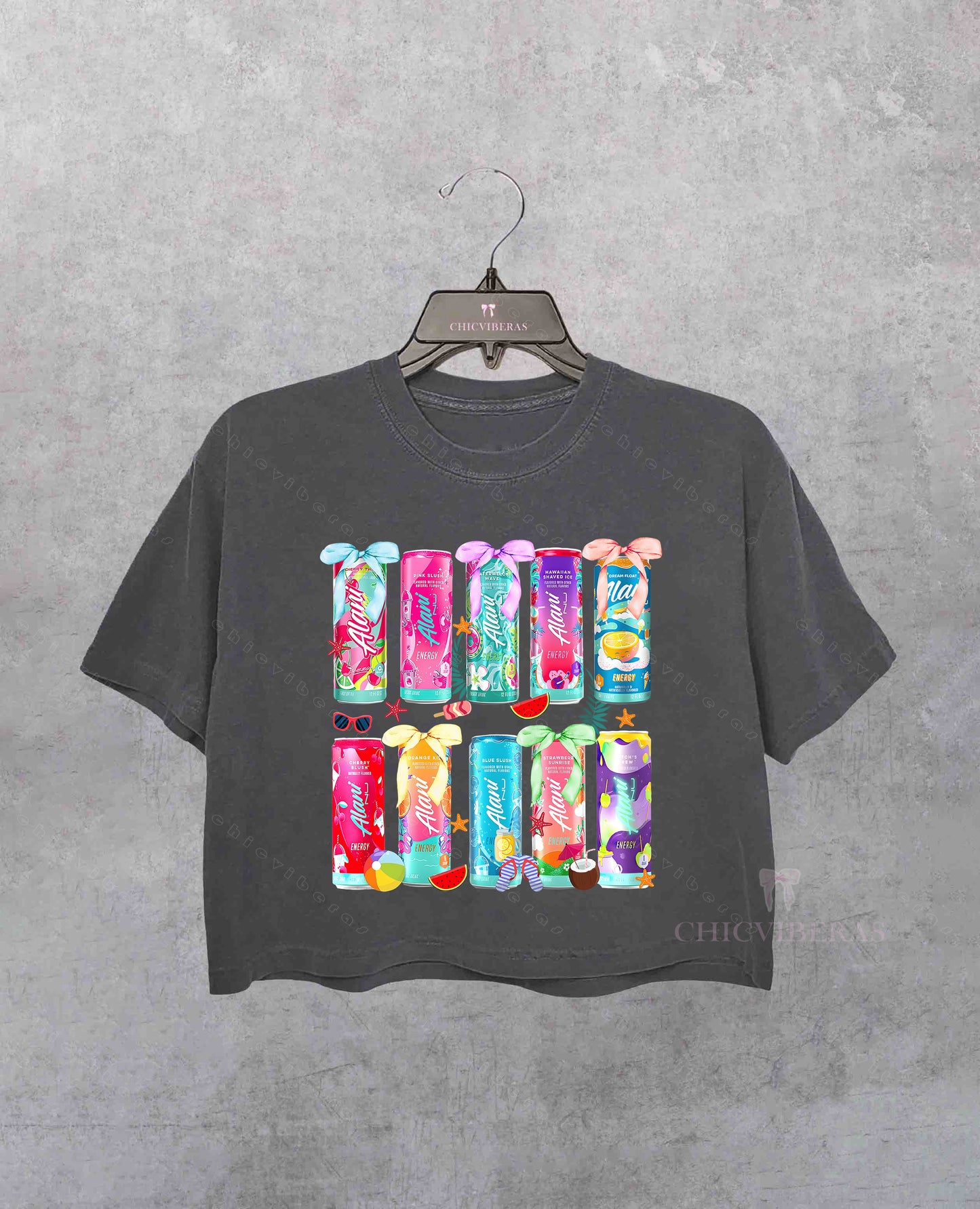 Coquette Bow Summer Drink Crop Shirt