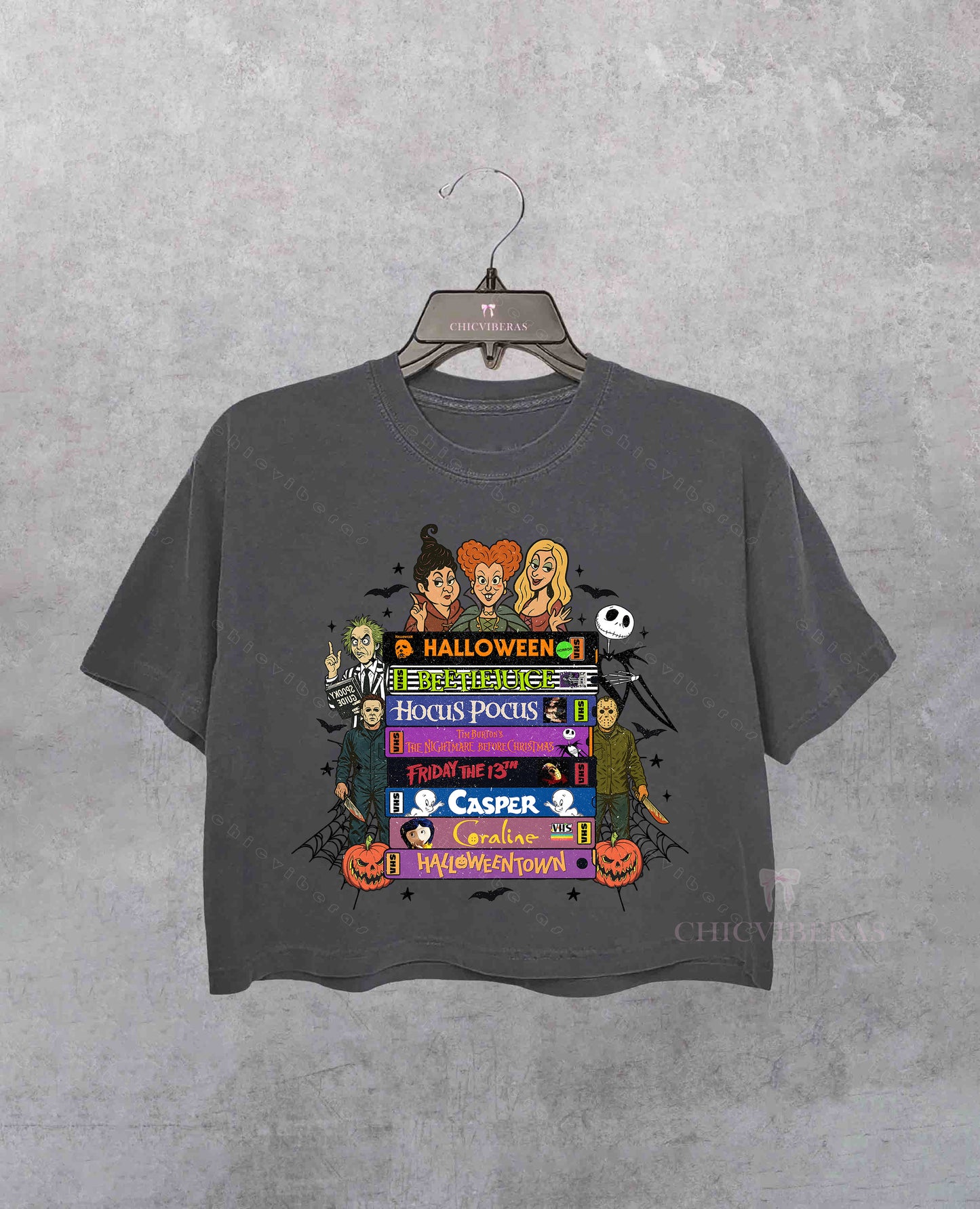 90s Style Halloween Movies Crop Shirt