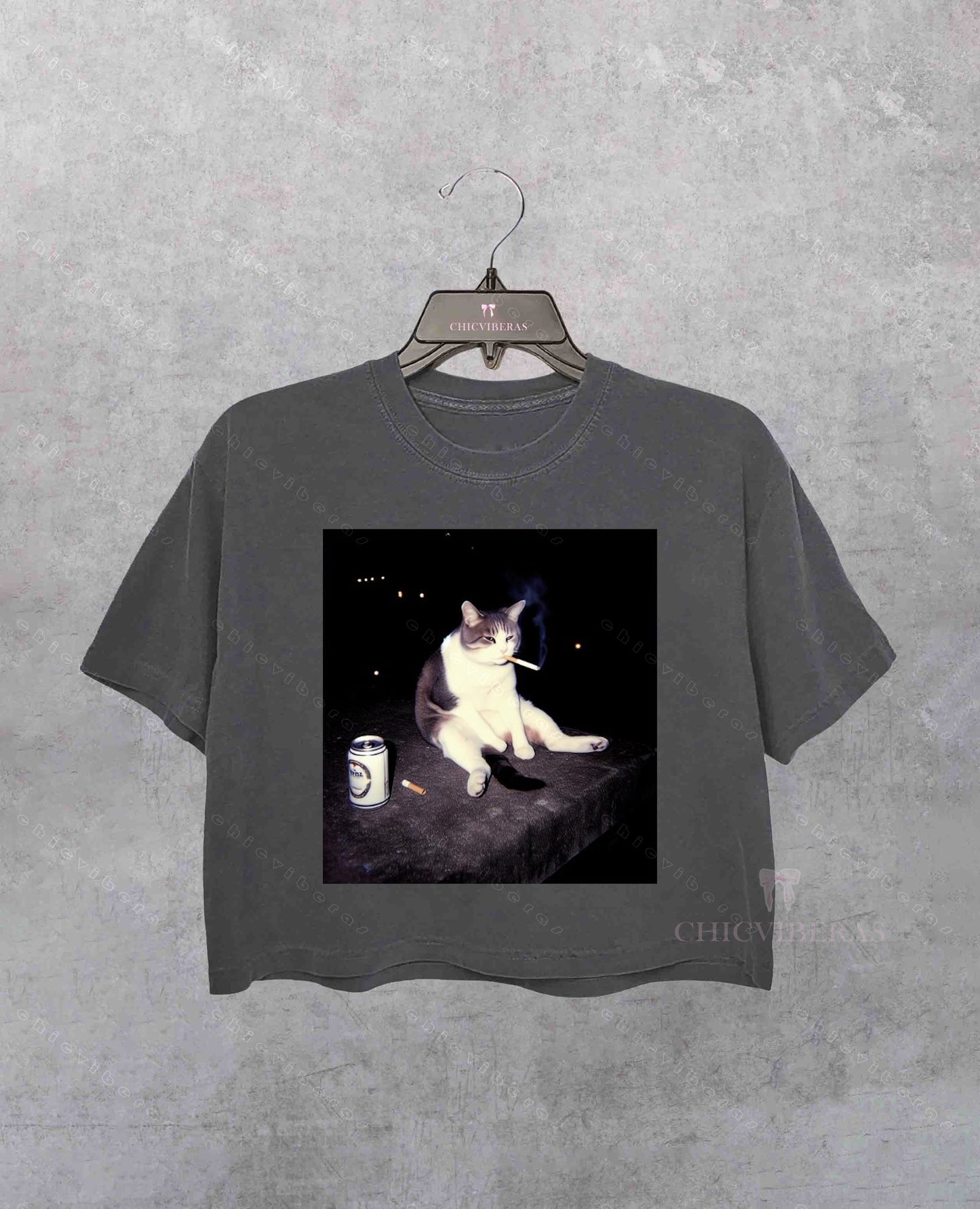 Funny Smoking Cat Meme Crop Shirt
