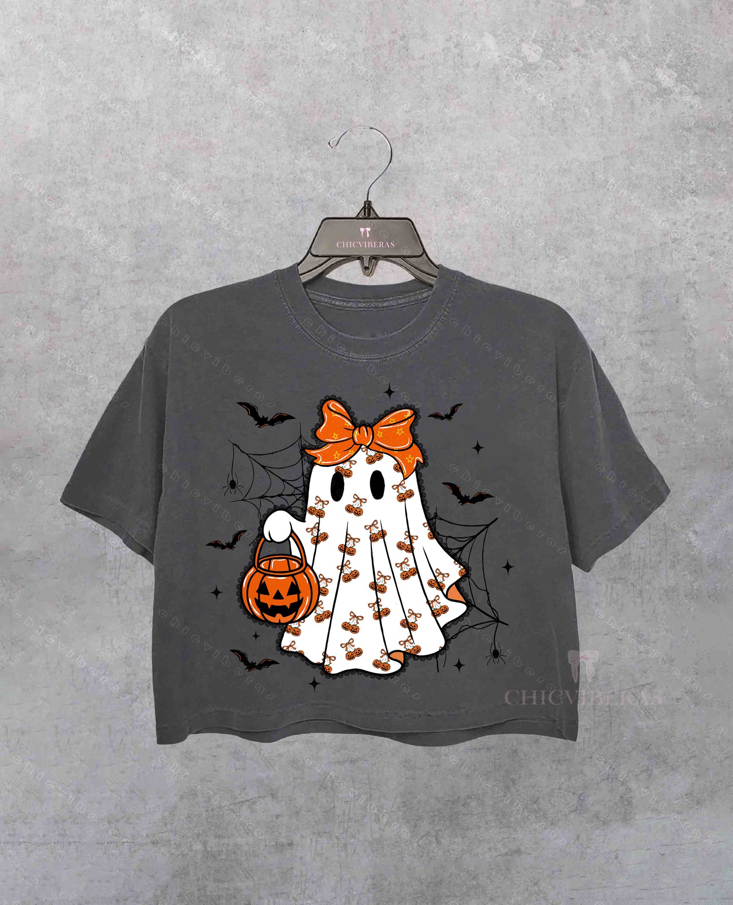 Lace Ghost Coquette Spooky Season Crop Shirt
