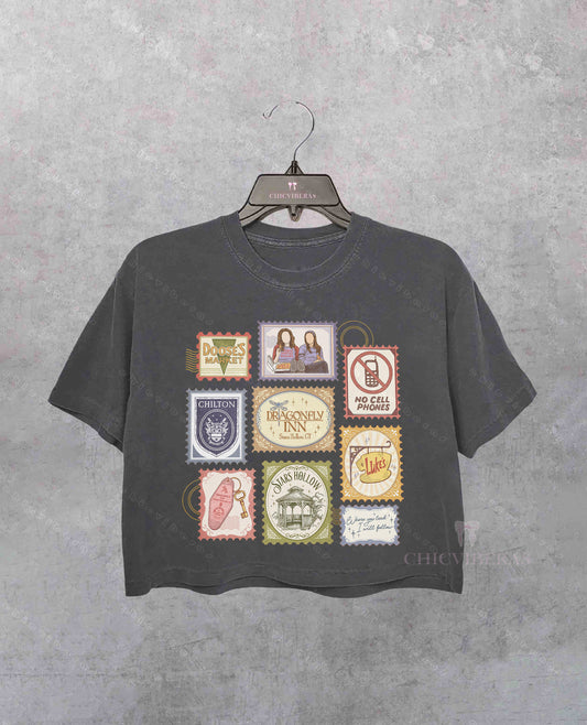 Stars Hollows Connecticut Stamps Crop Shirt