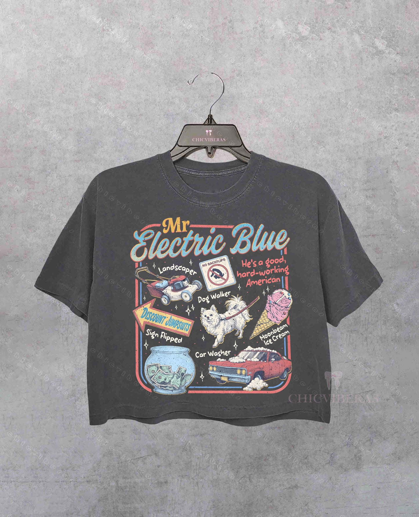 Mr Electric Blue Moonbeam Ice Cream Crop Shirt