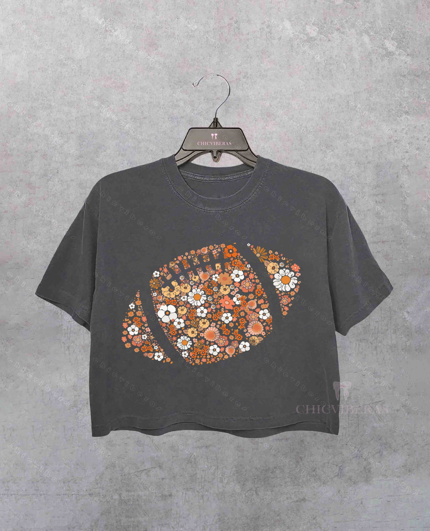 Floral Football Touchdown Season Crop Shirt