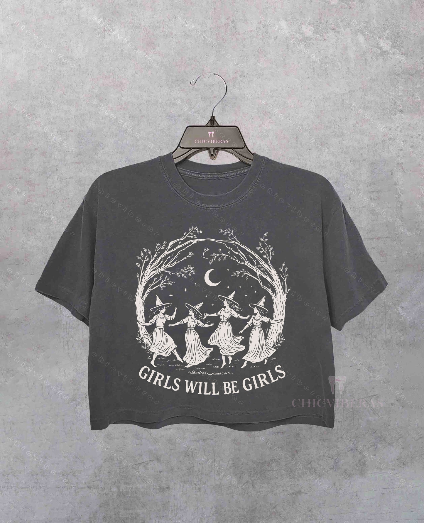 Girls Will Be Girls Witchy Halloween Vibes Crop Shirt