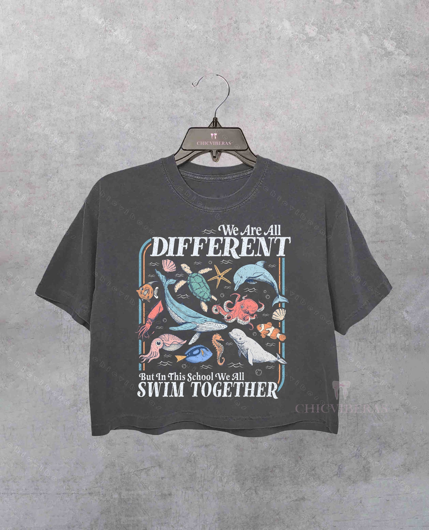 We Are All Different Swim Together Back To School Crop Shirt