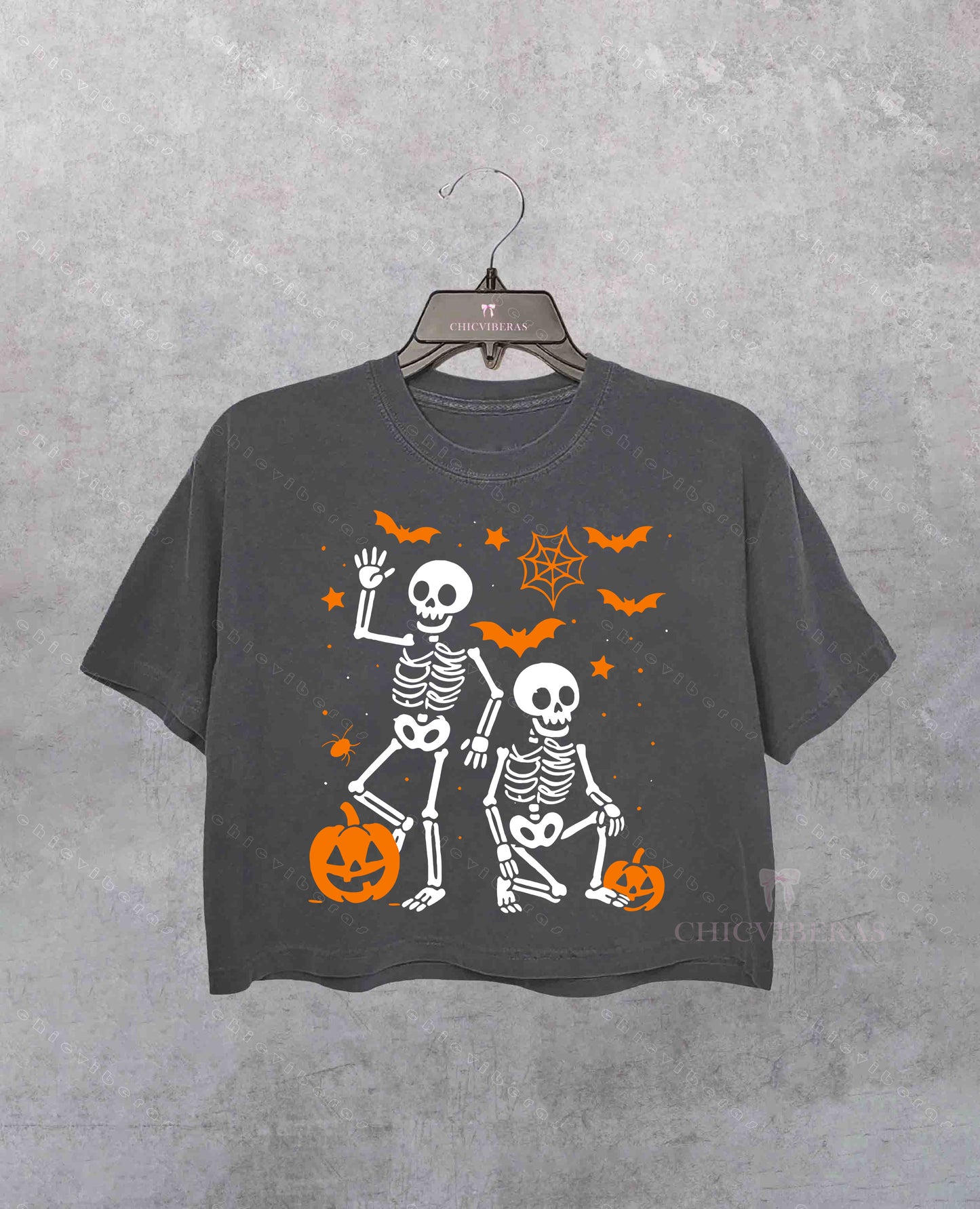 Slightly Subtle FDT Halloween Skeleton Crop Shirt