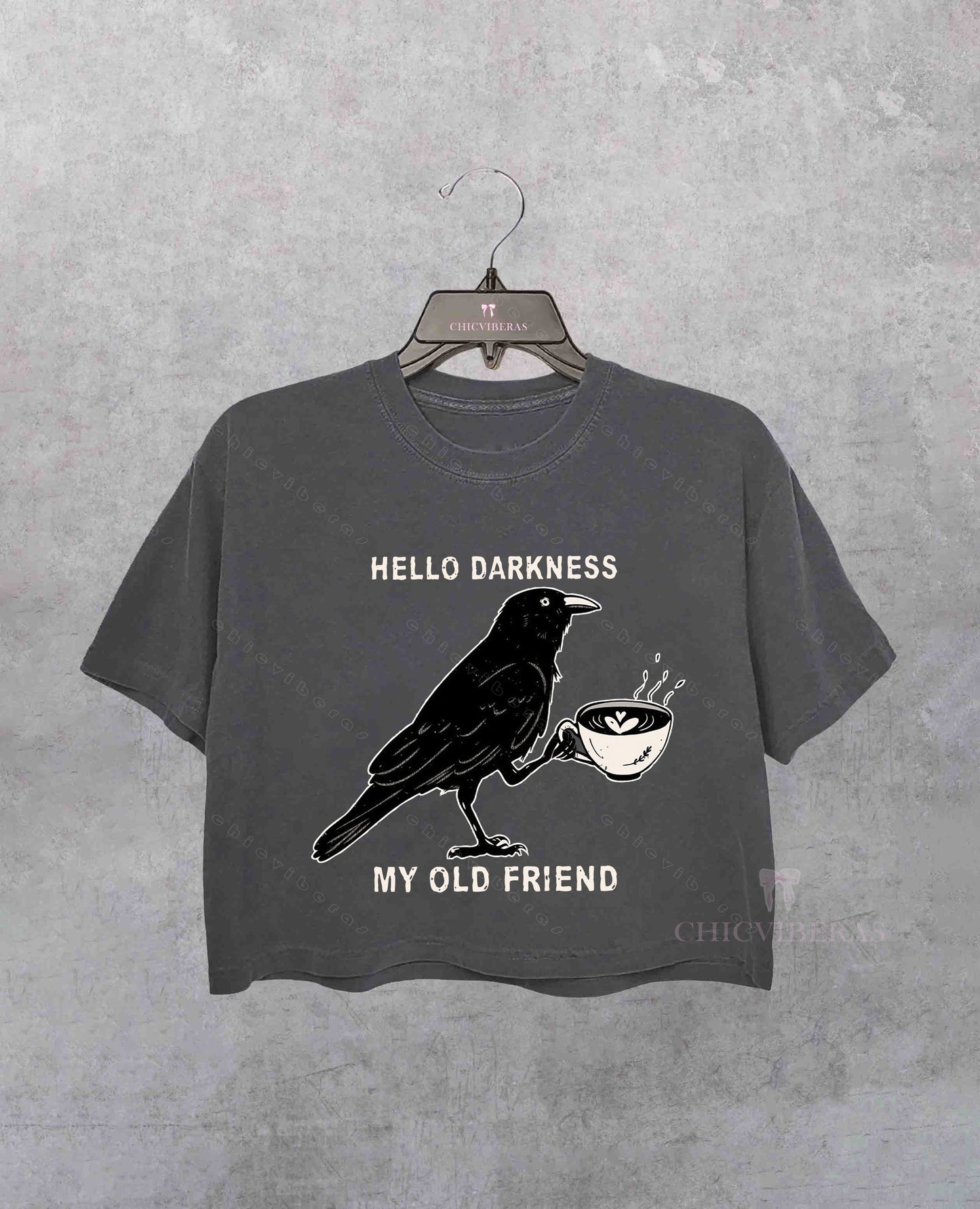 Raven Crow Coffee Halloween Coffee Lover Crop Shirt