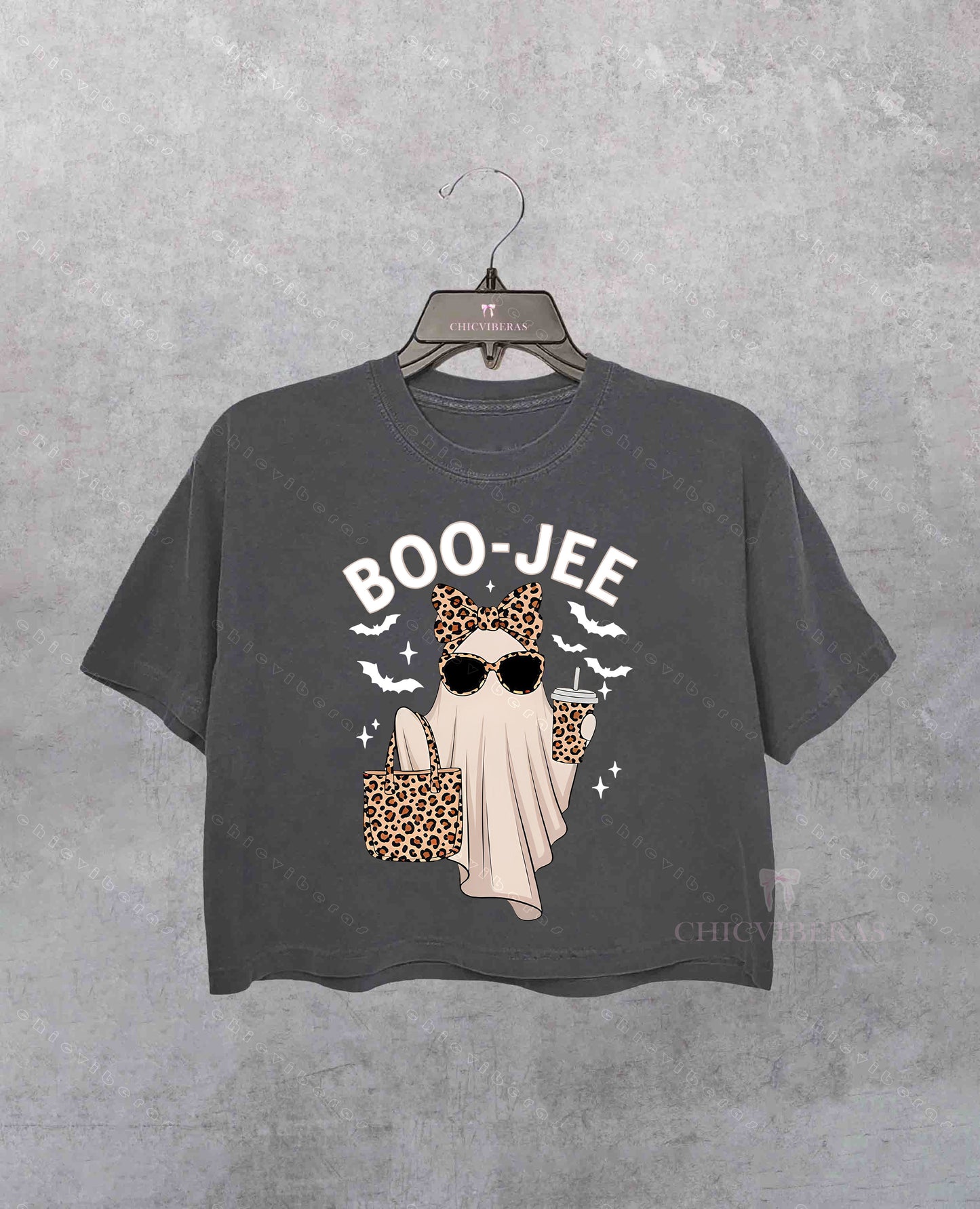 Boo-Jee Leopard Ghost Coffee Crop Shirt
