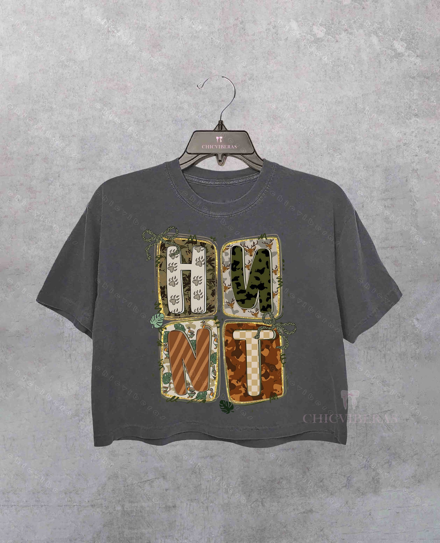 Hunting Season Camo Patchwork Crop Shirt