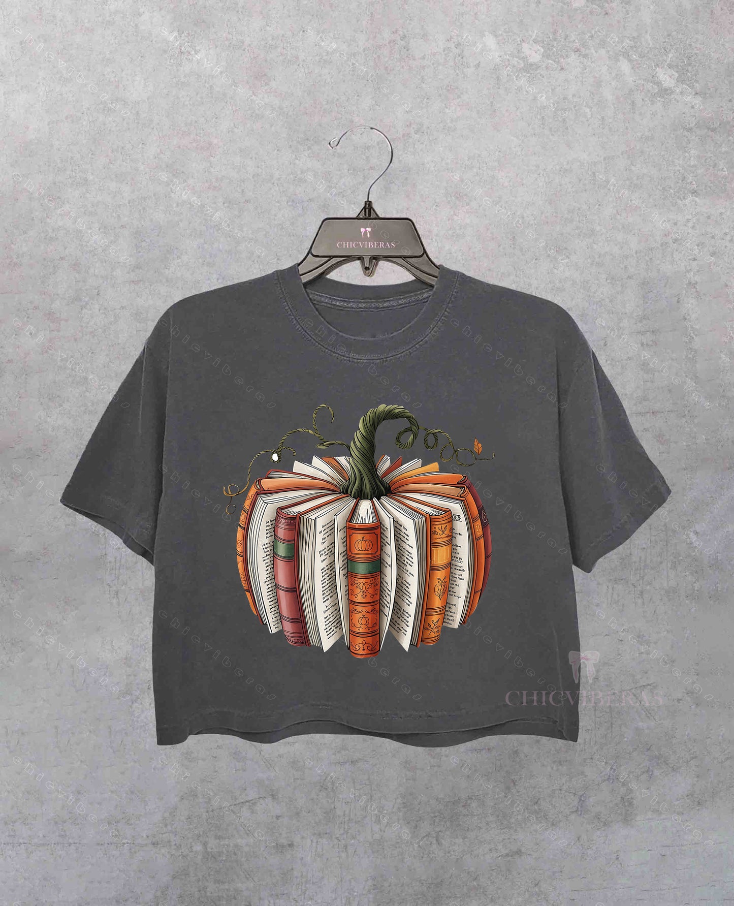 Fall Book Pumpkin Halloween Crop Shirt
