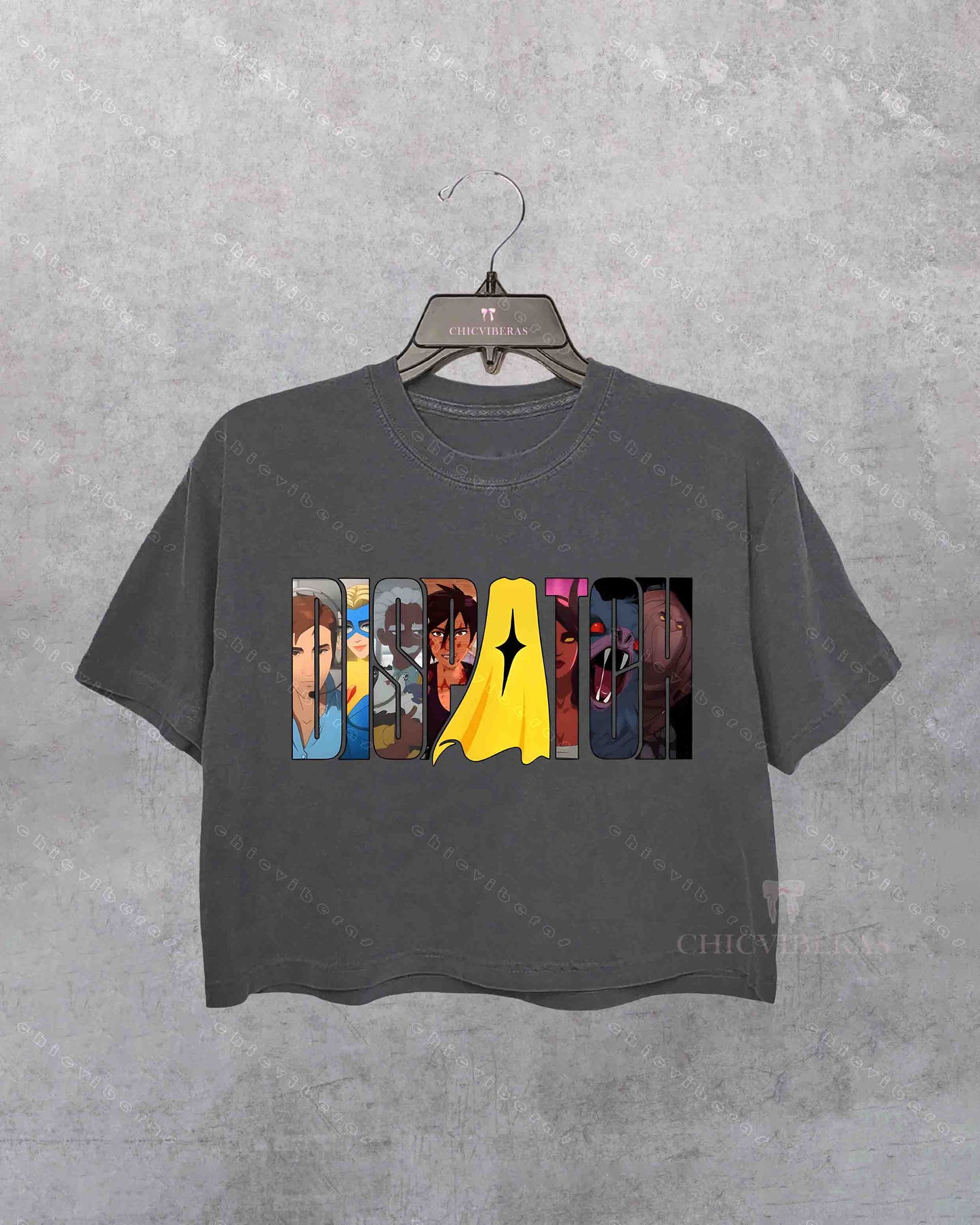 Dispatch Game Anime Lettering Crop Shirt