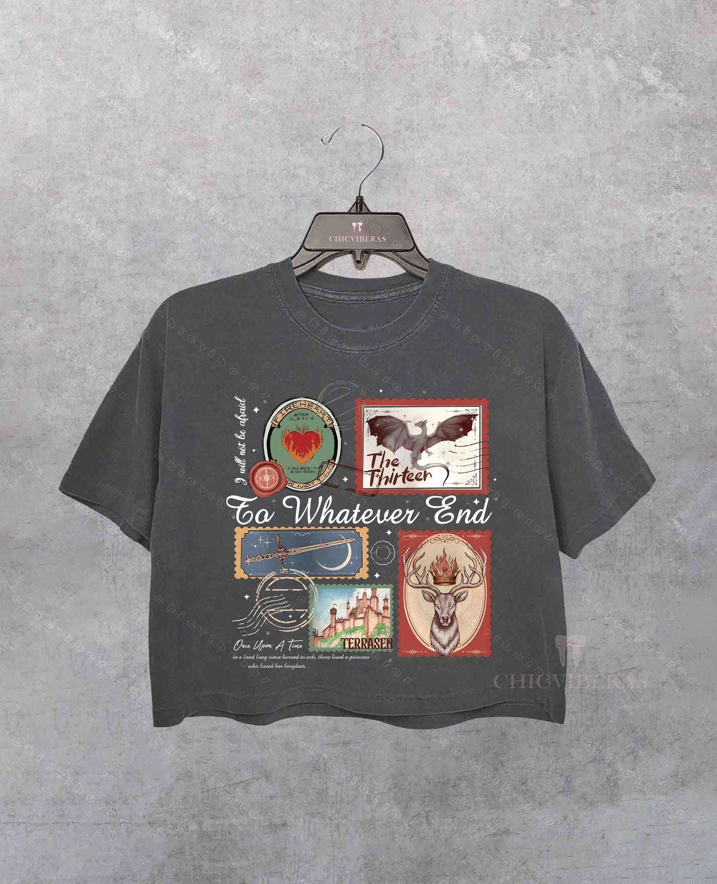 Throne of Glass Book Stamps Crop Shirt