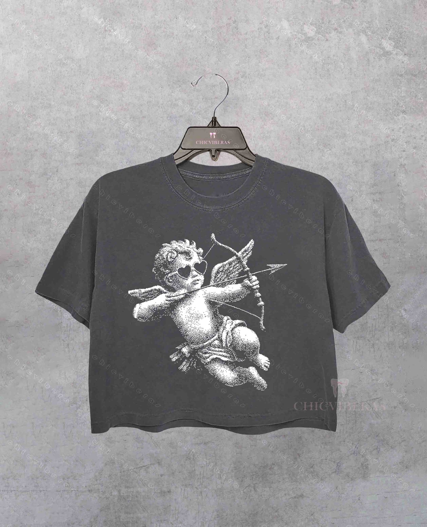 Halftone Cupid Trendy Valentine Crop Shirt