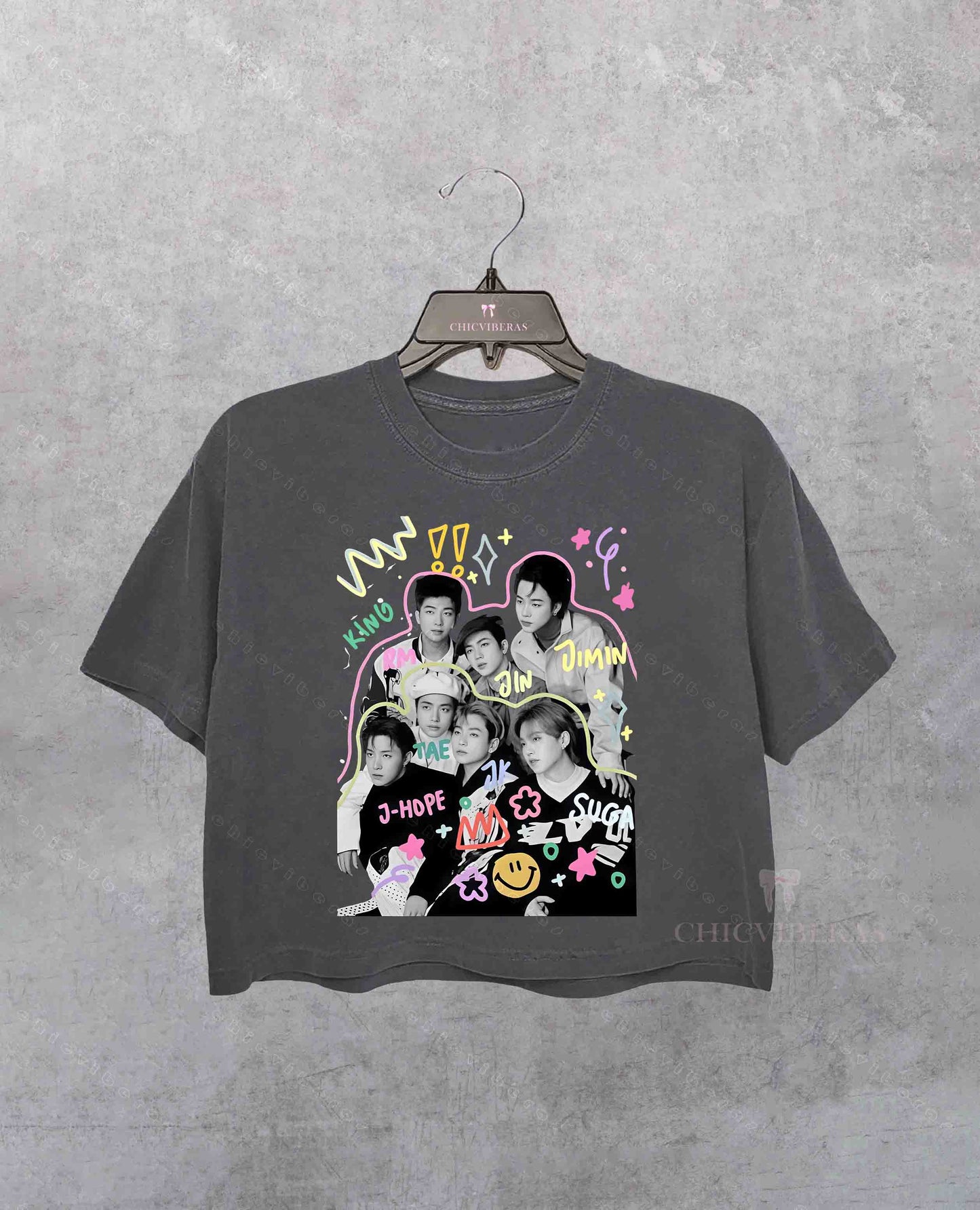 BTS Group Kpop Idol Fan Art Crop Shirt