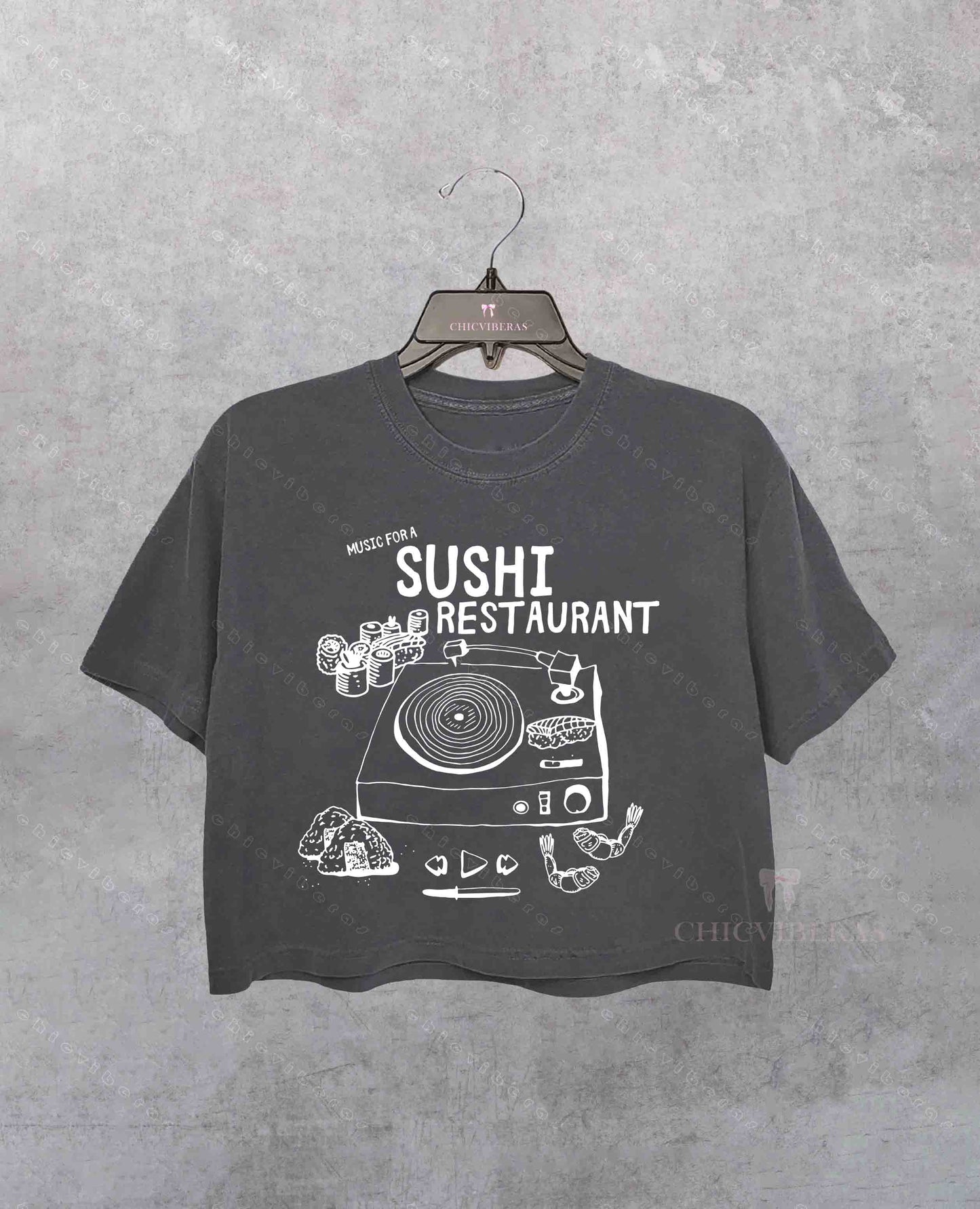 Music For Sushi Restuarant Crop Shirt