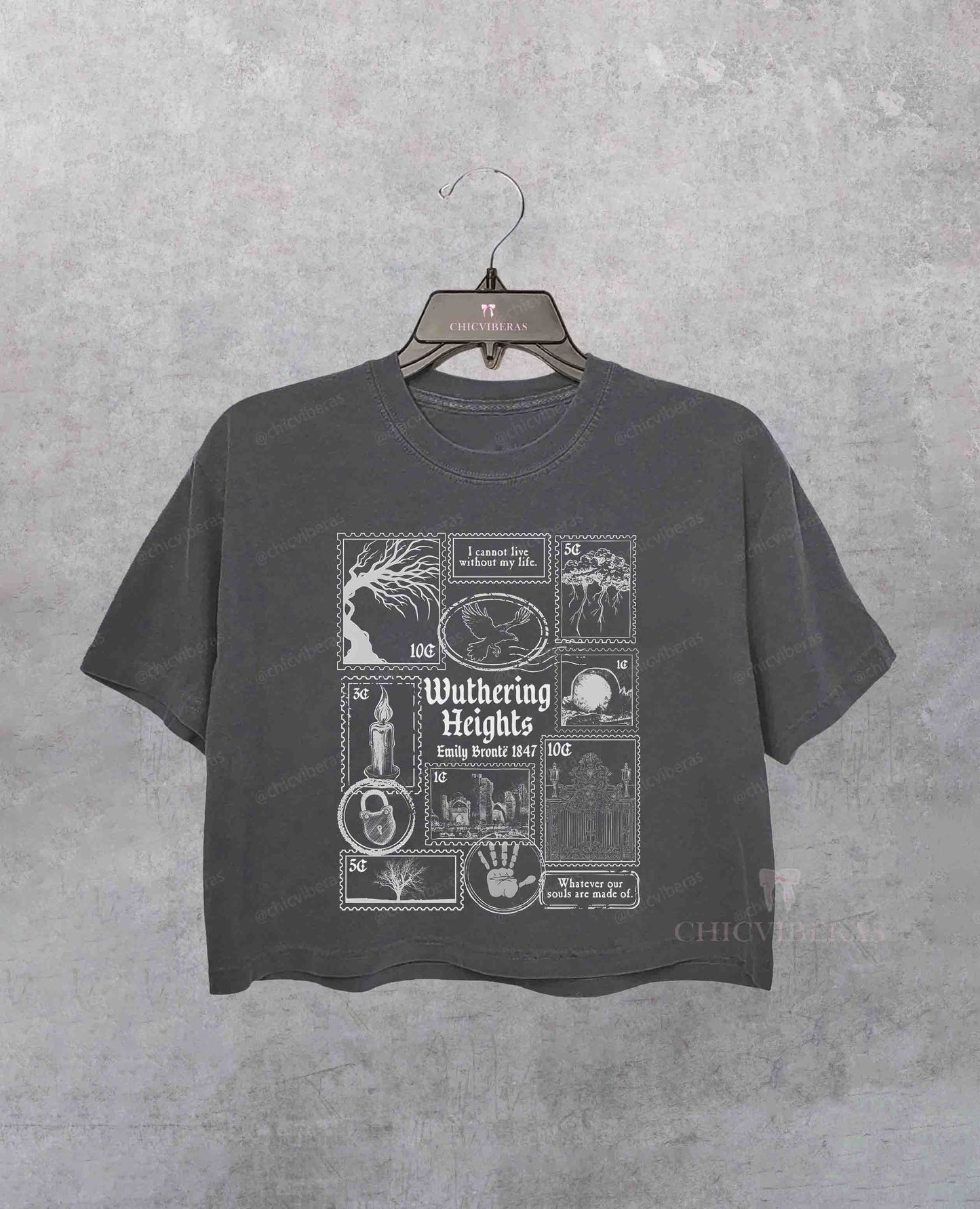 Wuthering Heights Literary Stamp Crop Shirt