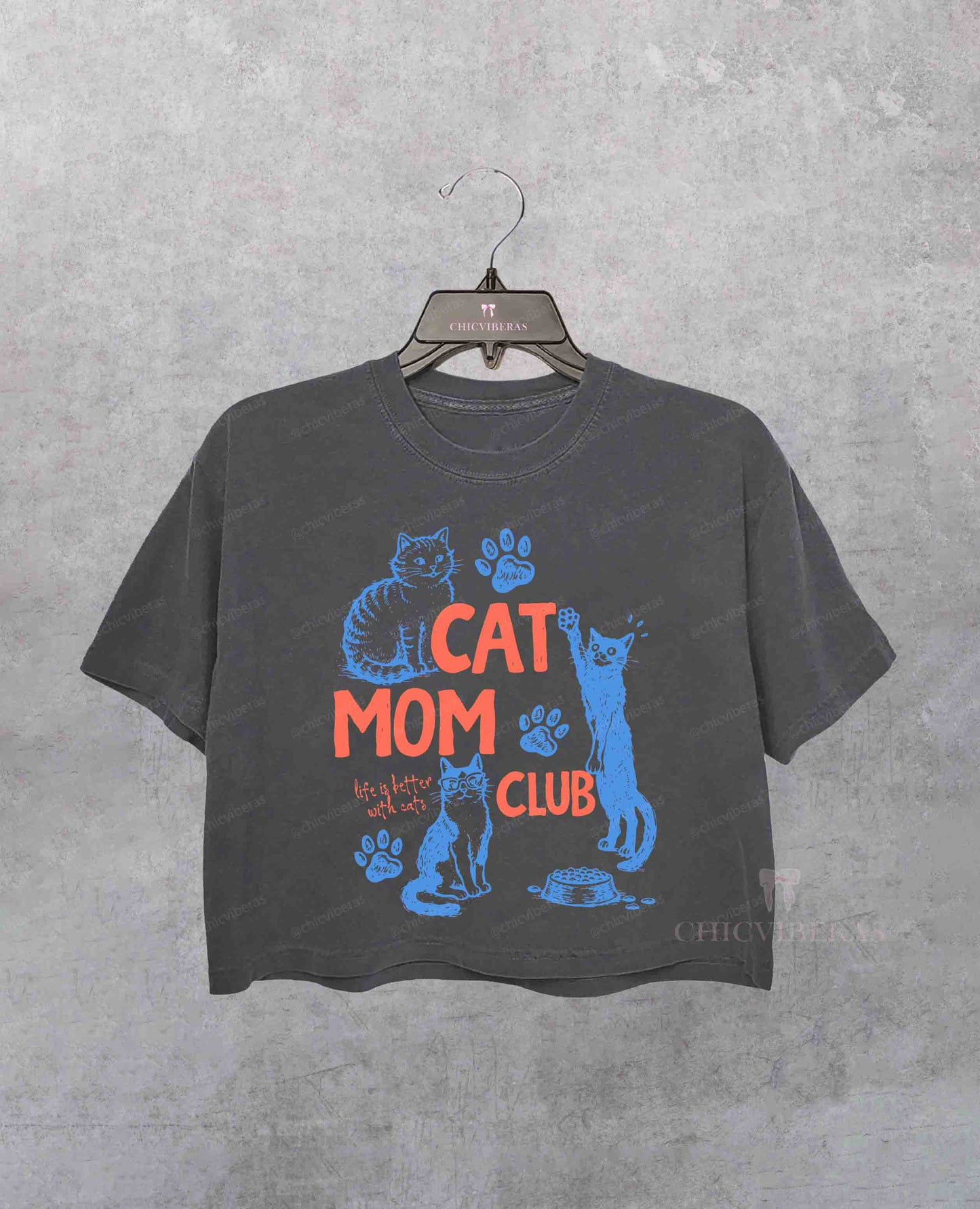 Cat Mom Club Cat Lover Crop Shirt