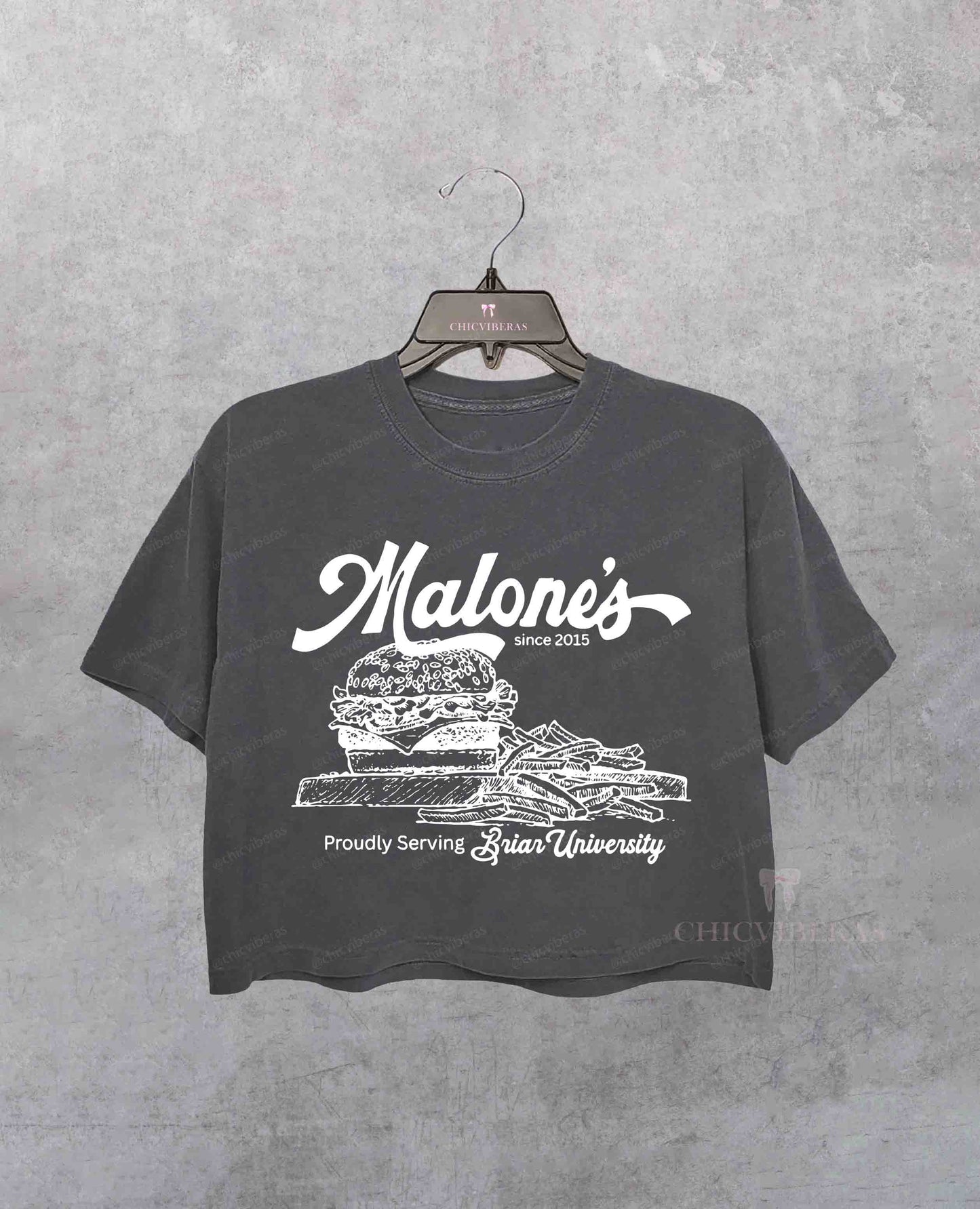 Off Campus Cheeseburger Restaurant Crop Shirt