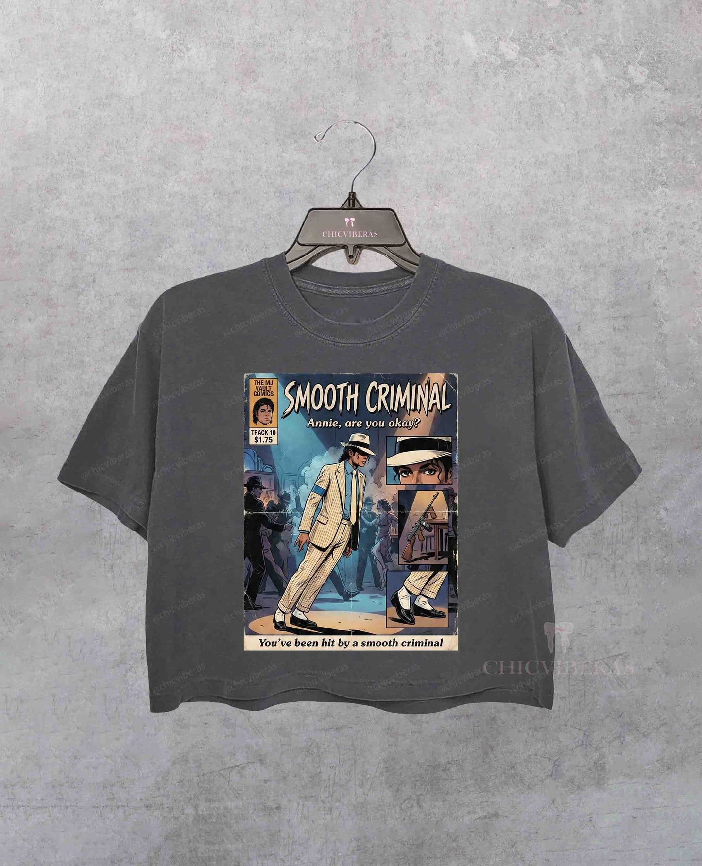 Michael Jackson Smooth Criminal Noir Comic Art Crop Shirt