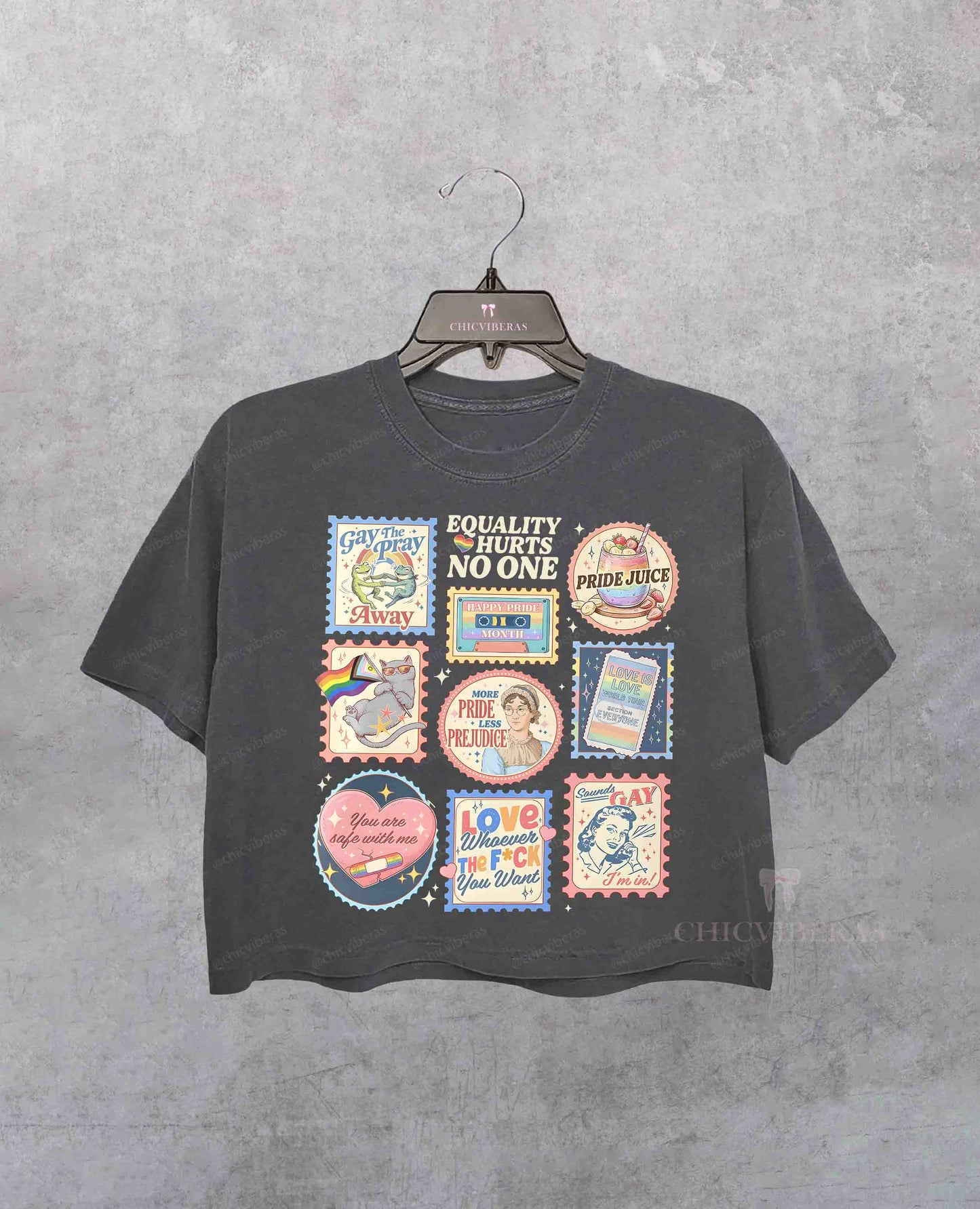 Pride Month LGBTQ Stamps Crop Shirt