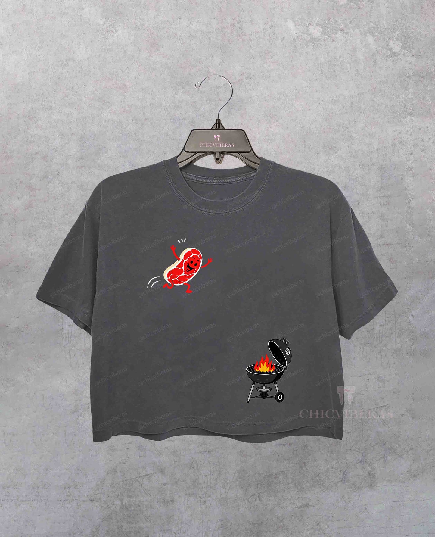 Steak Dive Funny Flying Steak BBQ Grilling Art Crop Shirt