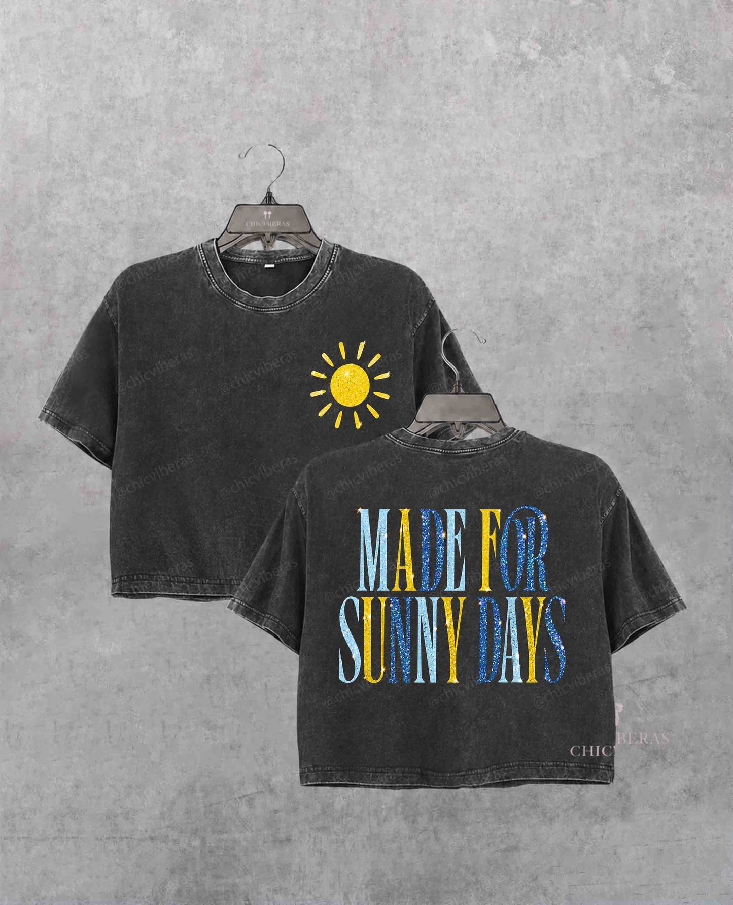 Made For Sunny Days Summer Glitter Crop Shirt