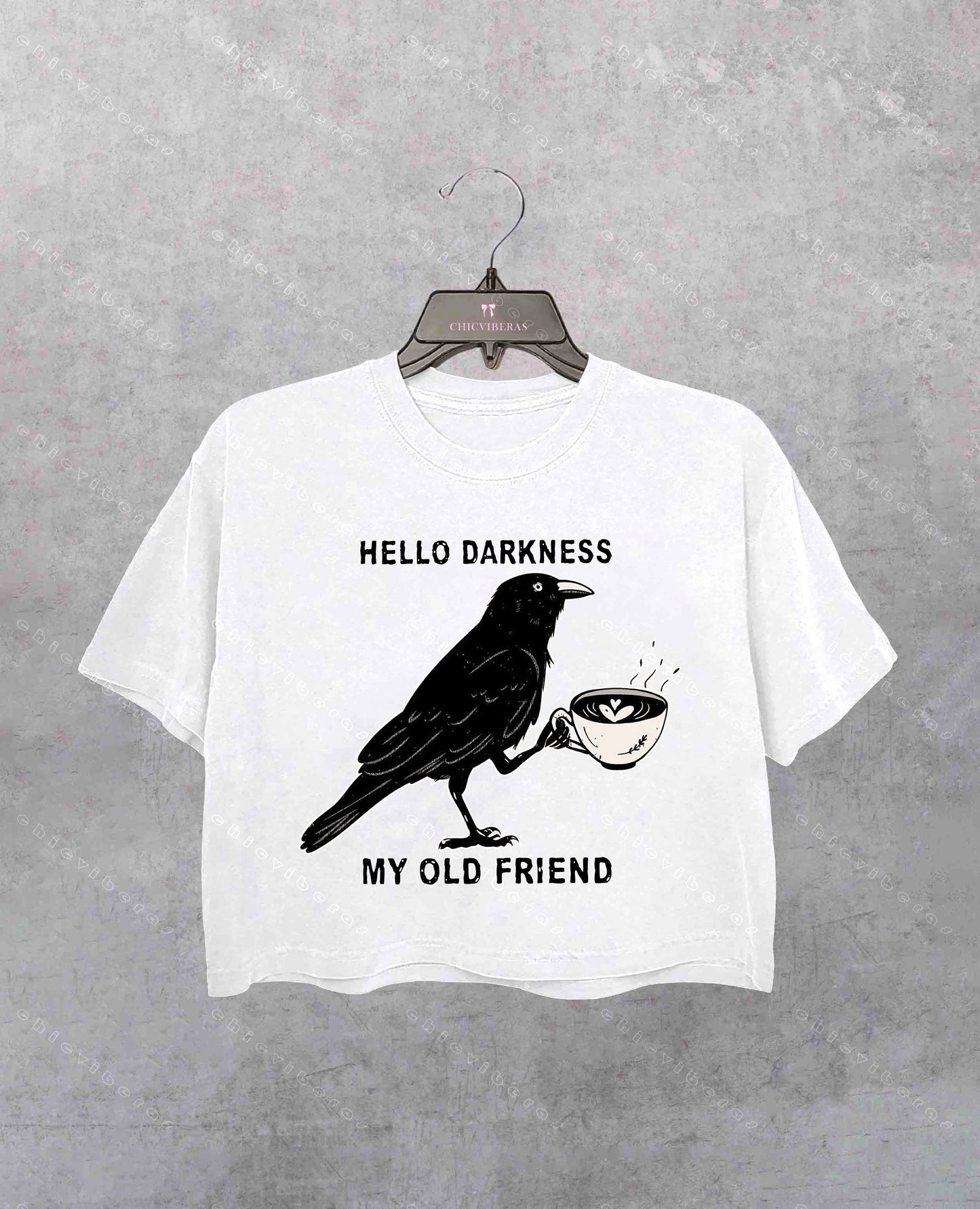 Raven Crow Coffee Halloween Coffee Lover Crop Shirt
