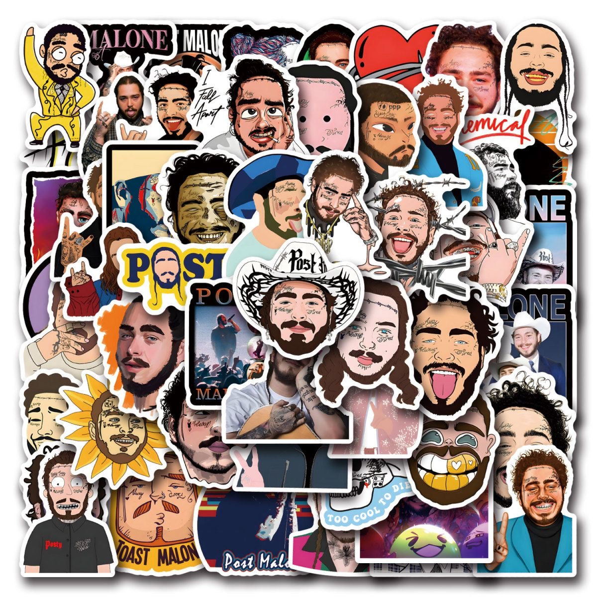 50 Pcs Post Malone Graffiti Stickers