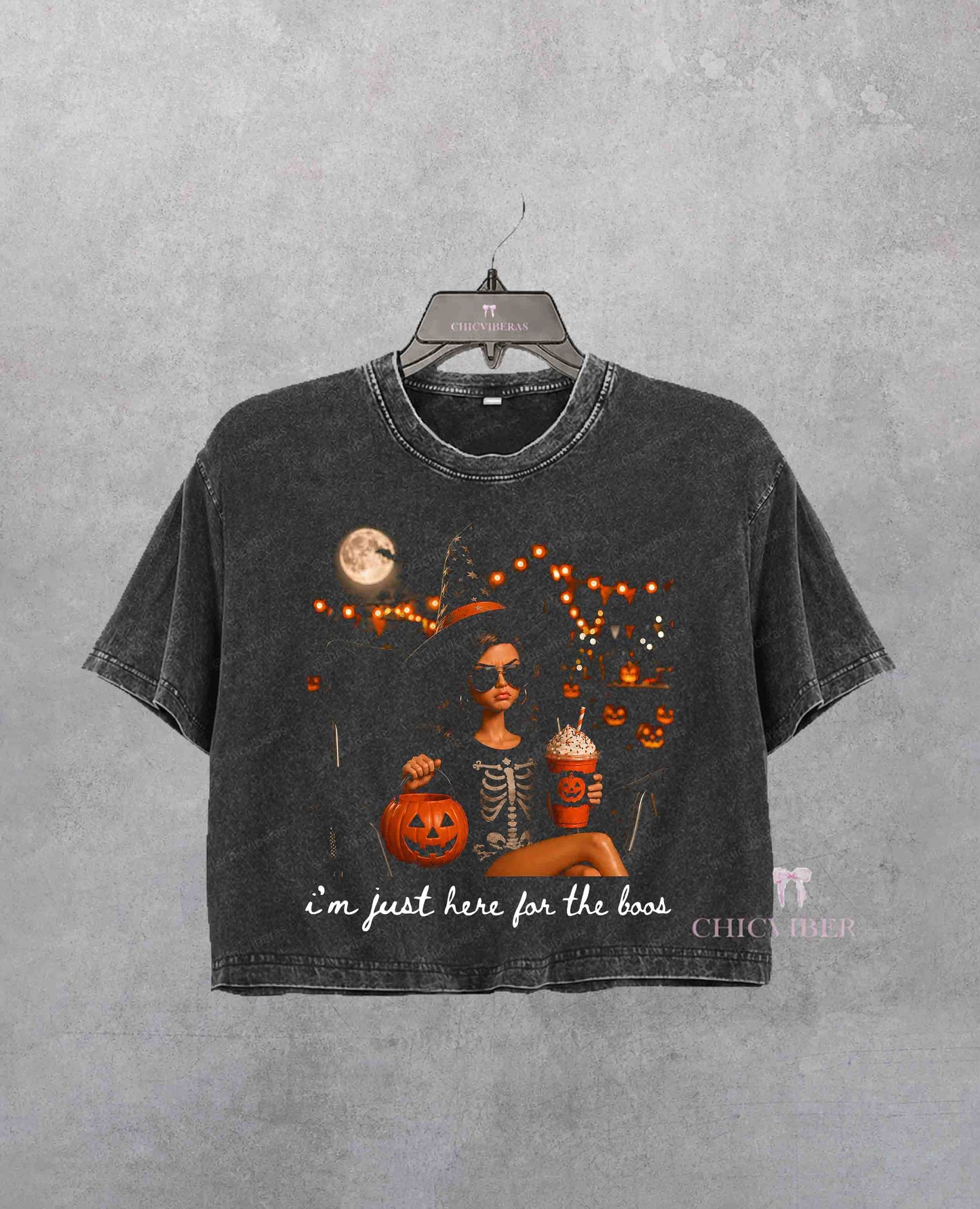 Funny Doll Face Halloween Just Here For The Boos Crop Shirt
