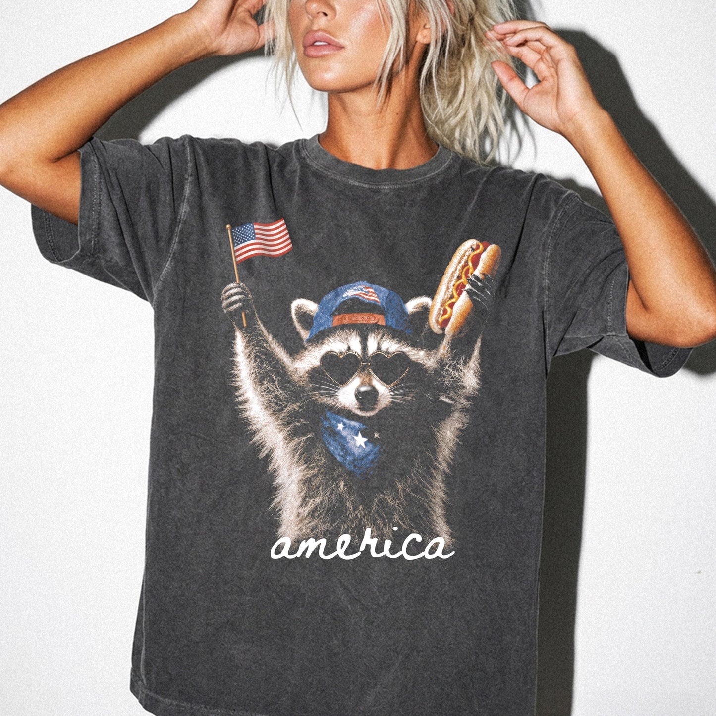 Feral & Free Racoon 4th of July Tee