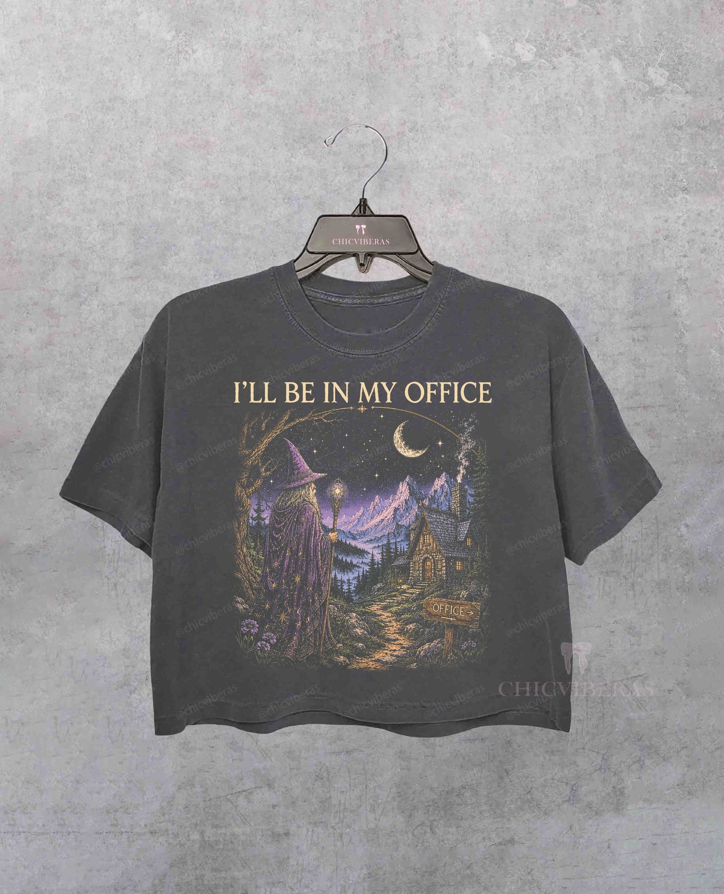 I'll Be In My Office Vintage Fantasy Wizard Crop Shirt