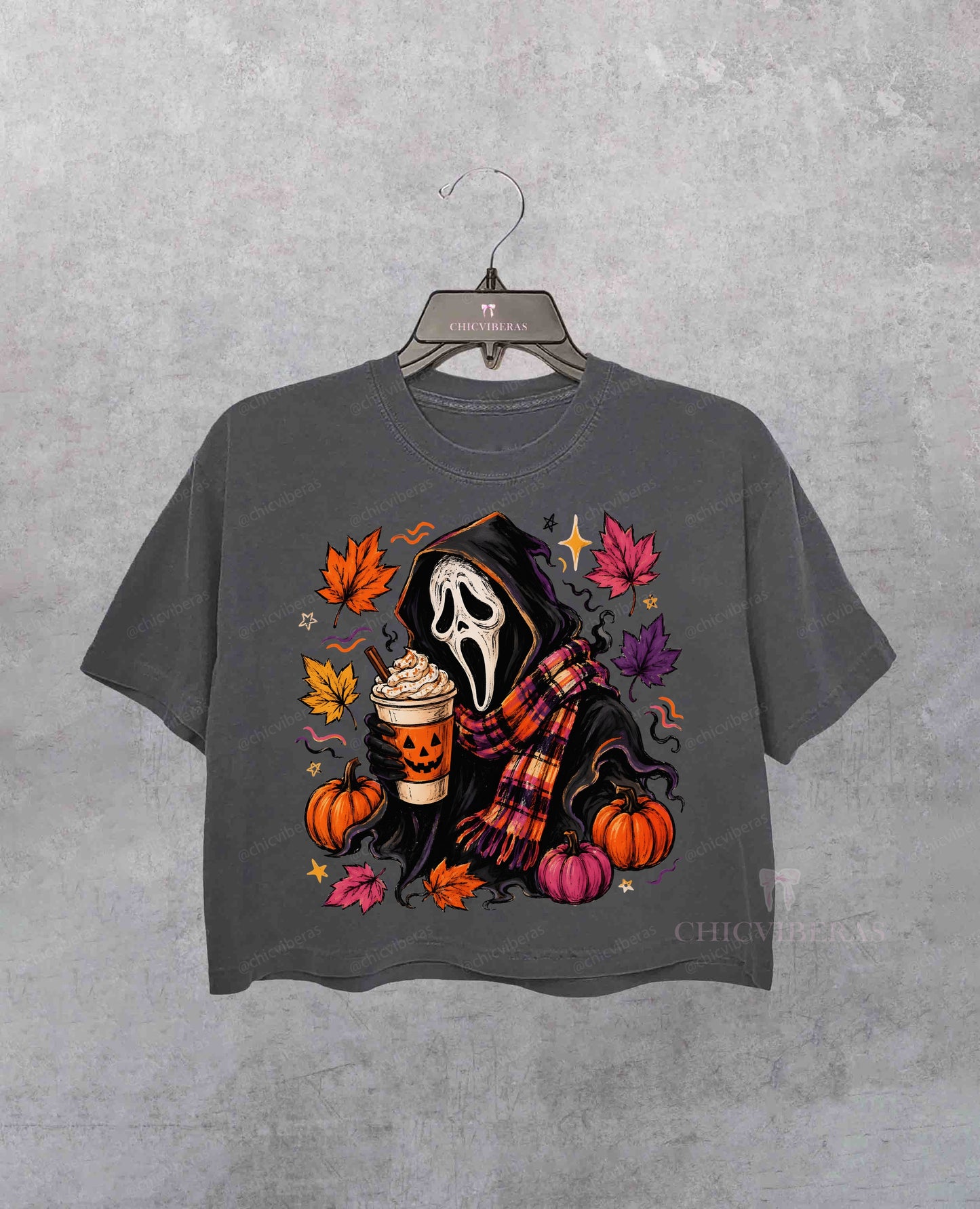Ghostface Fall Coffee Halloween Latte Crop Shirt