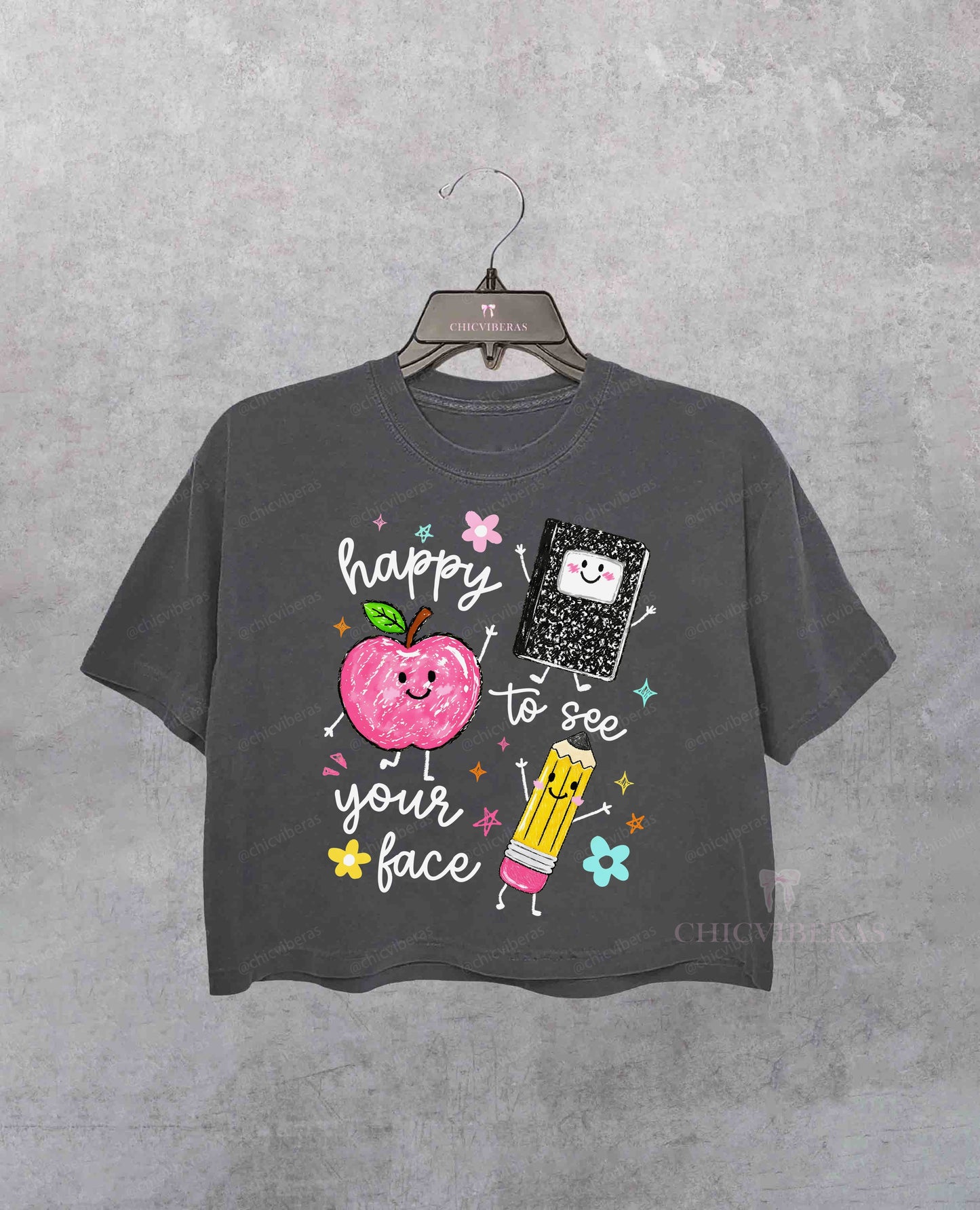 Happy to See Your Face Funny Teacher Life Crop Shirt