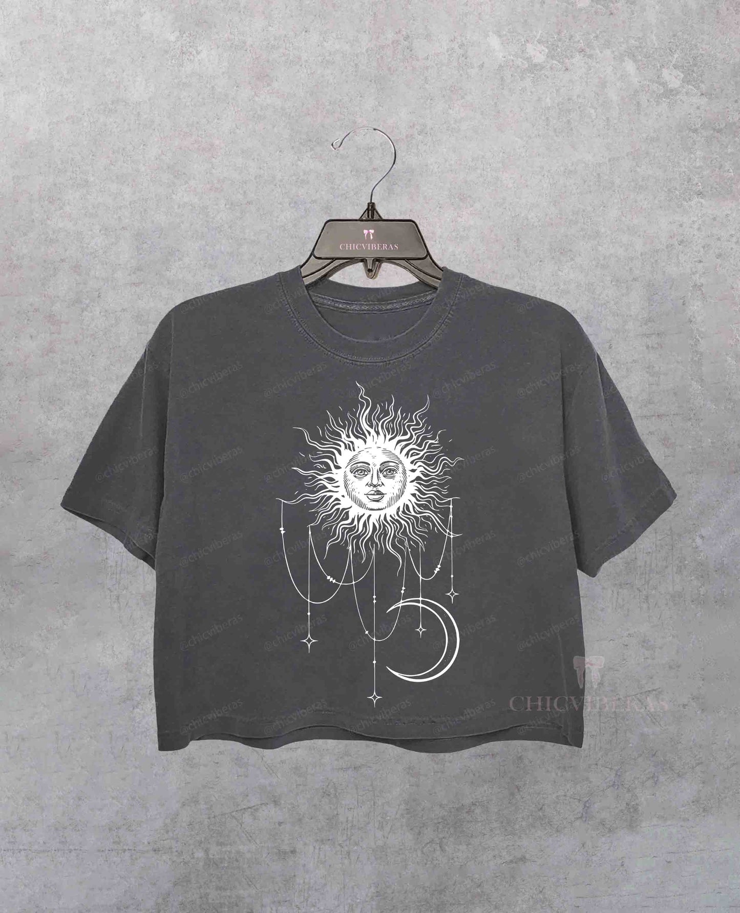 Widow's Bay Patricia Celestial Sun Crescent Moon Crop Shirt