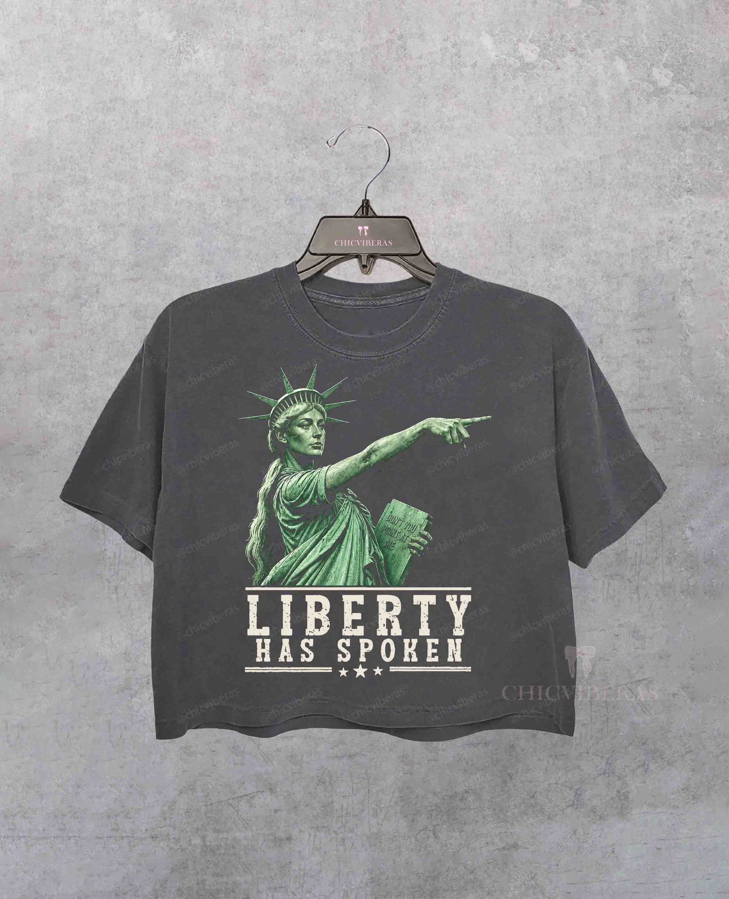 Lady Liberty Point God Basketball Crop Shirt